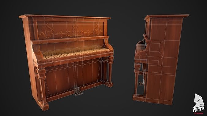 Classic Piano Low-poly 3D model