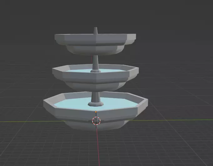 Simple fountain for low poly games like roblox 3D model_0