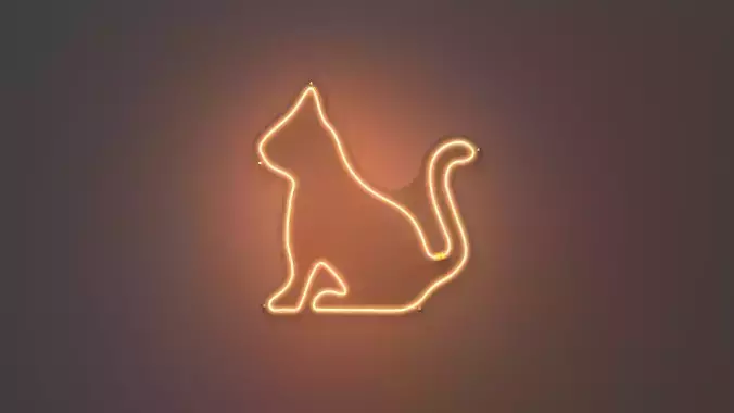 Side Cat - Neon Sign 3D model