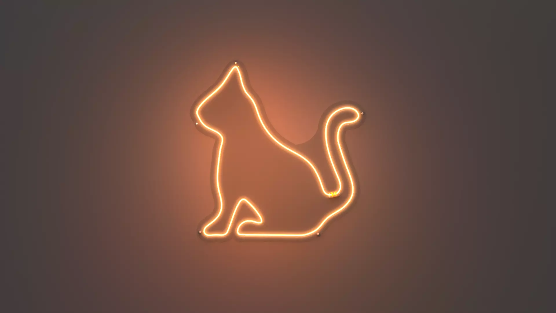 Side Cat - Neon Sign 3D model_0
