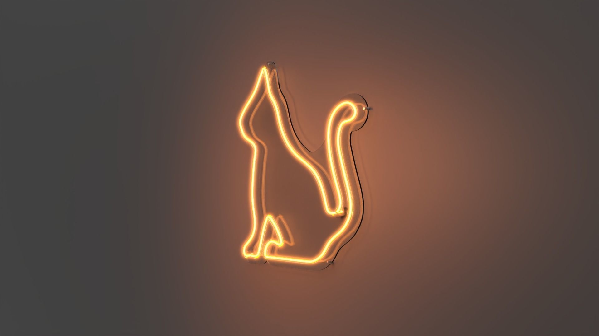Side Cat - Neon Sign 3D model_3