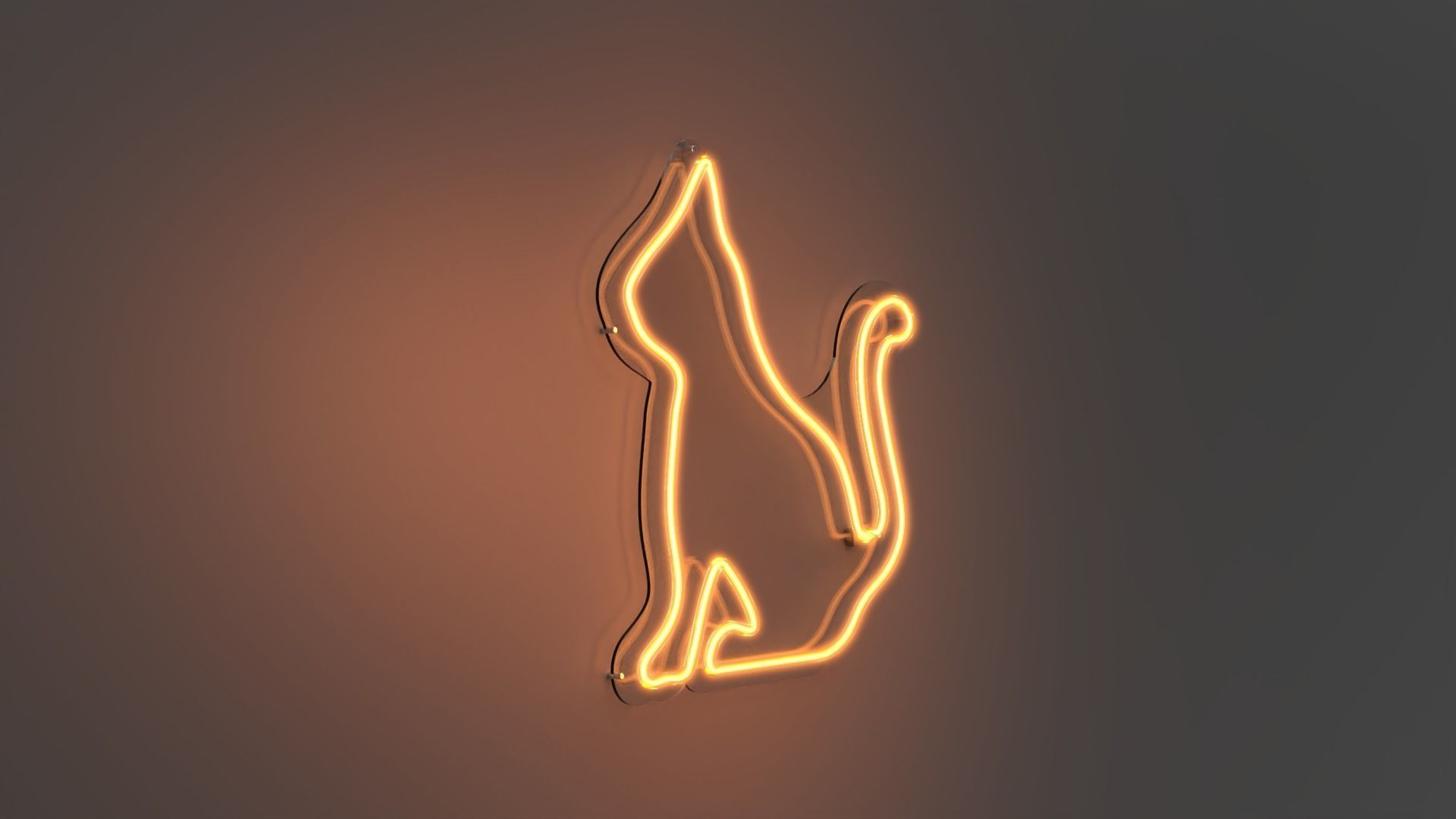 Side Cat - Neon Sign 3D model_4
