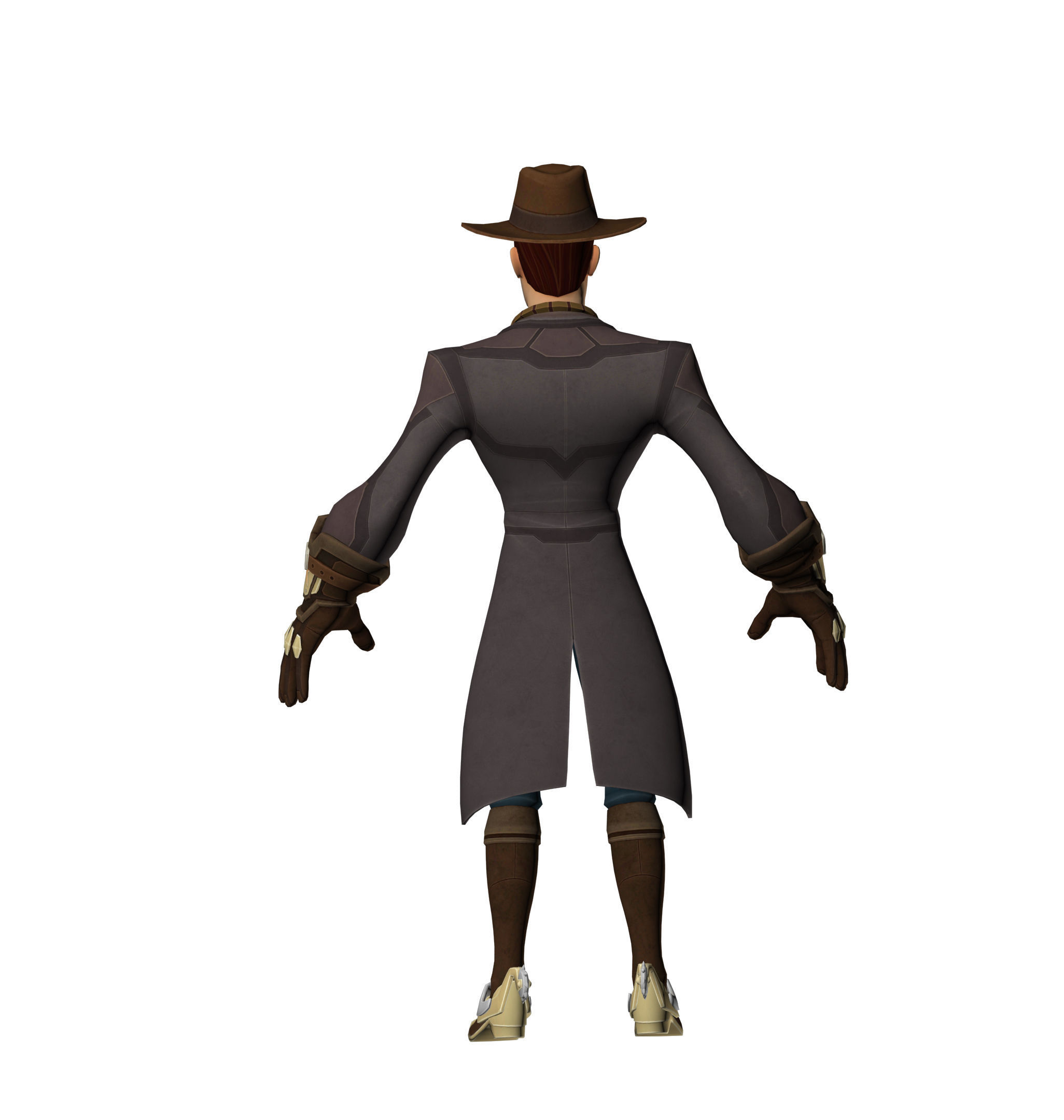 Woody cowboy wearing hat and boots Low-poly 3D model_11