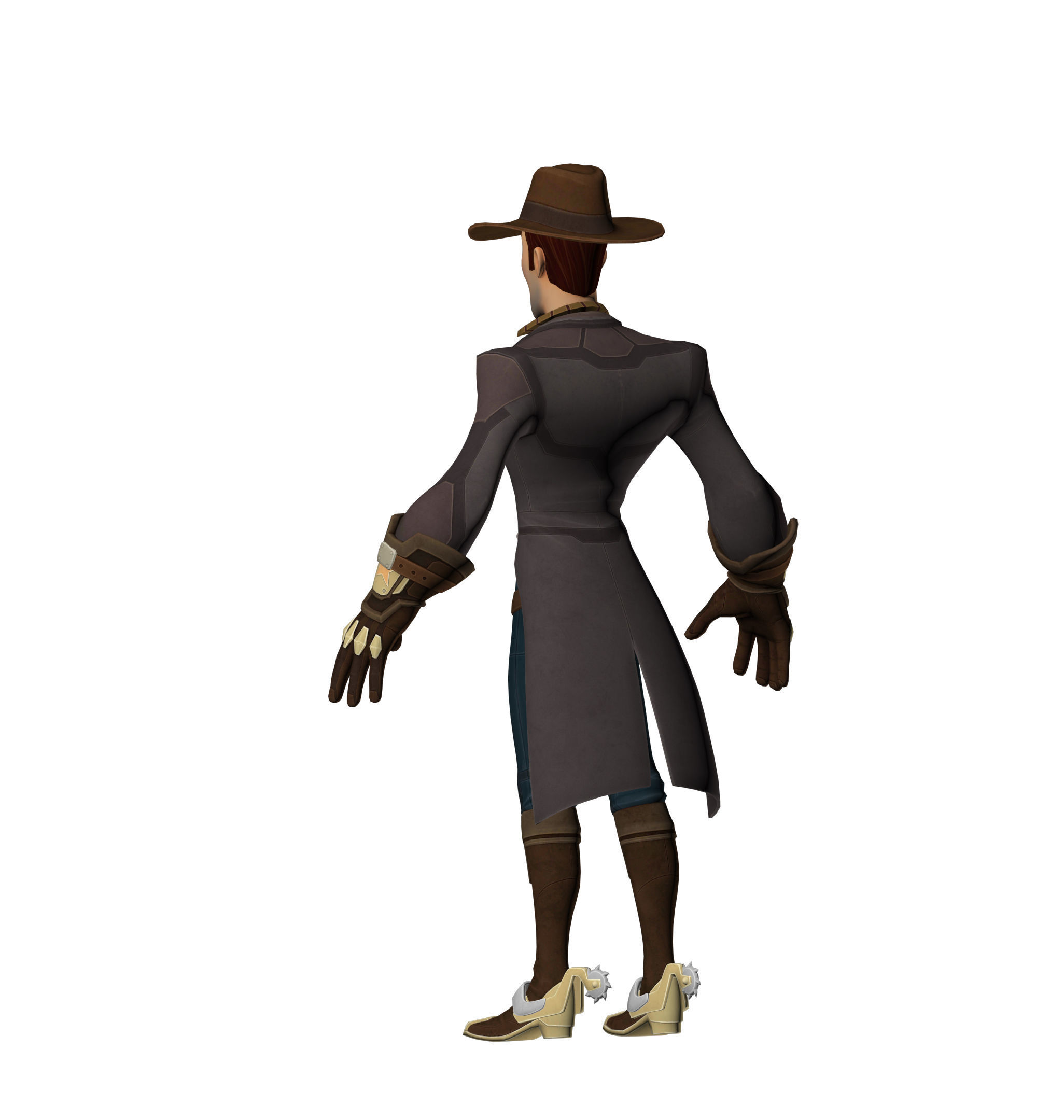 Woody cowboy wearing hat and boots Low-poly 3D model_1