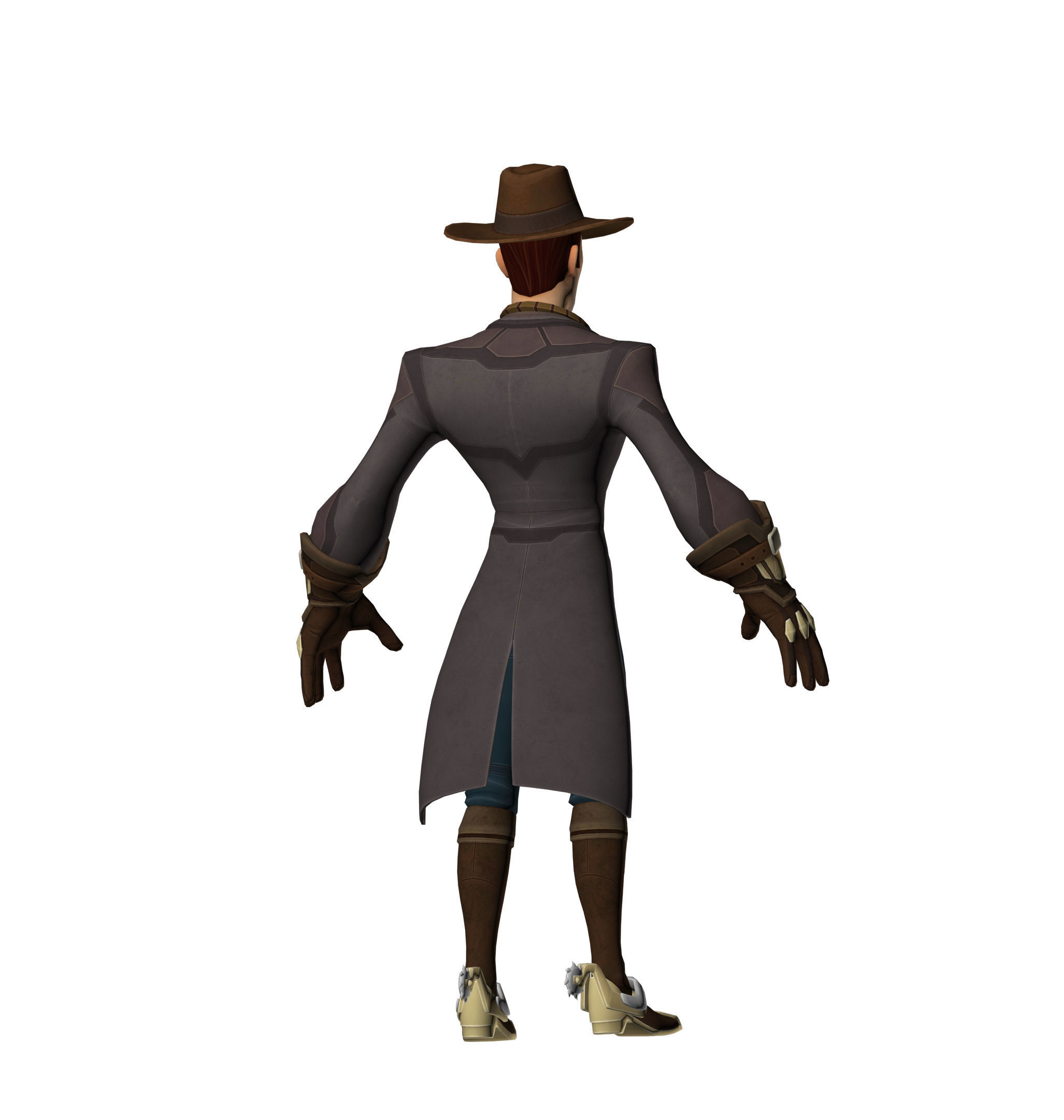 Woody cowboy wearing hat and boots Low-poly 3D model_10