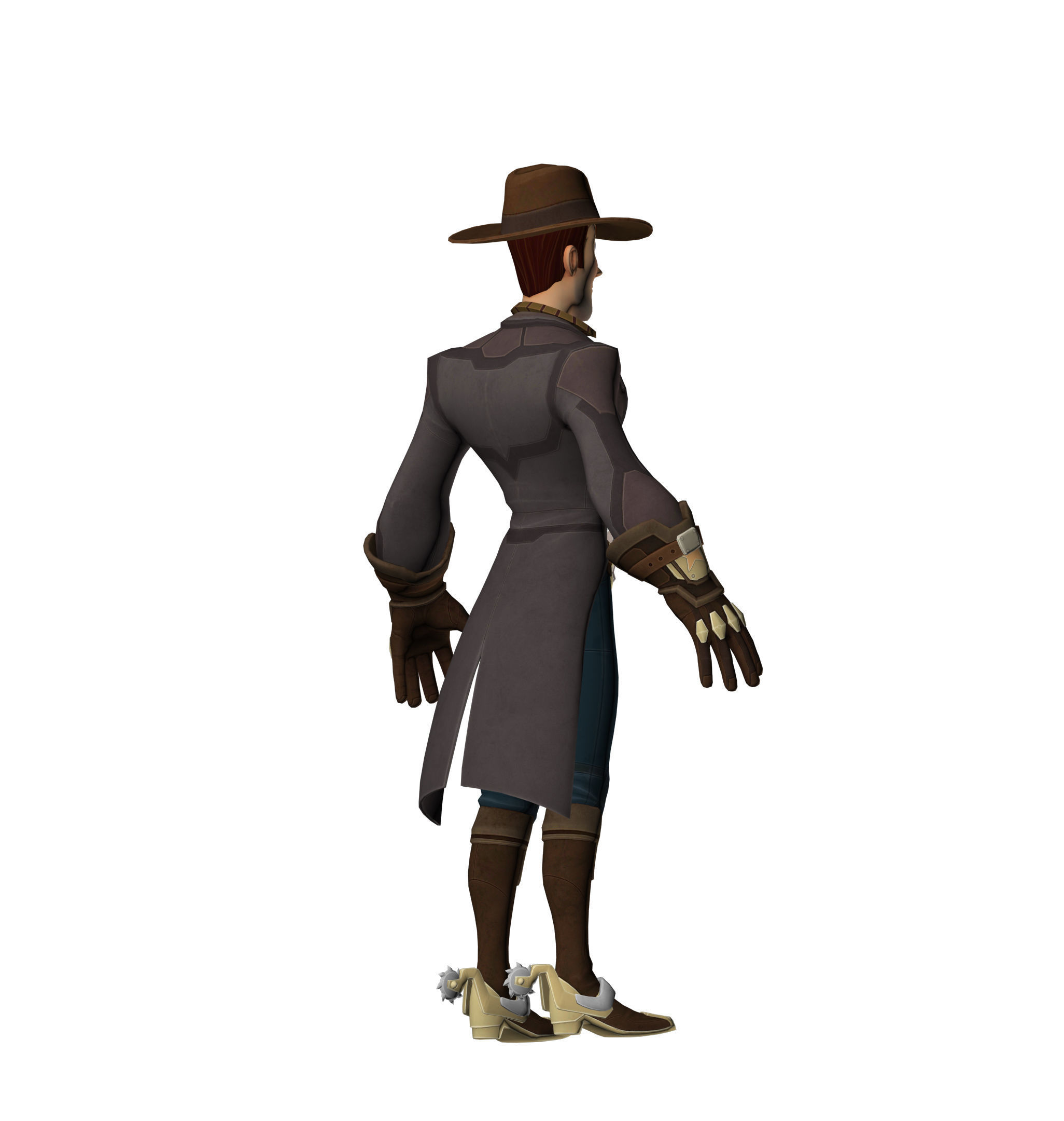 Woody cowboy wearing hat and boots Low-poly 3D model_9