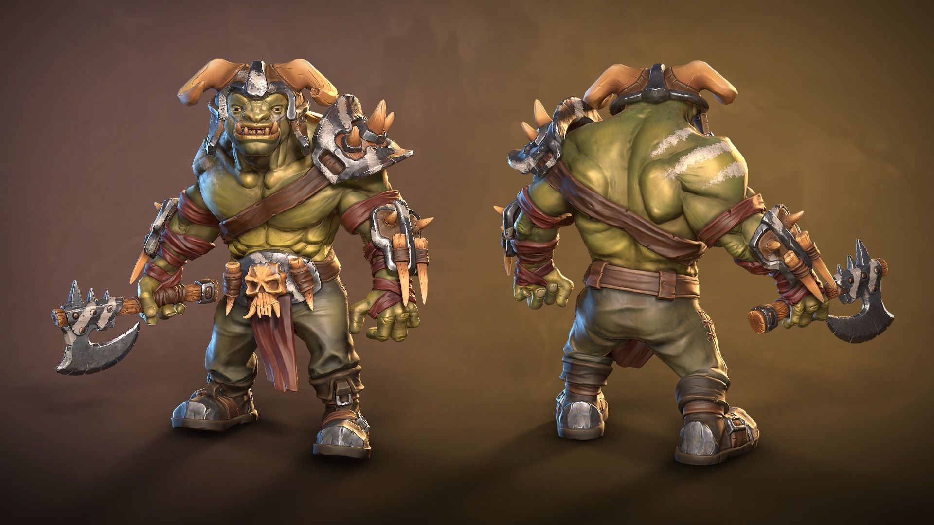 Orc Grunt stylized game ready Low-poly 3D model_2