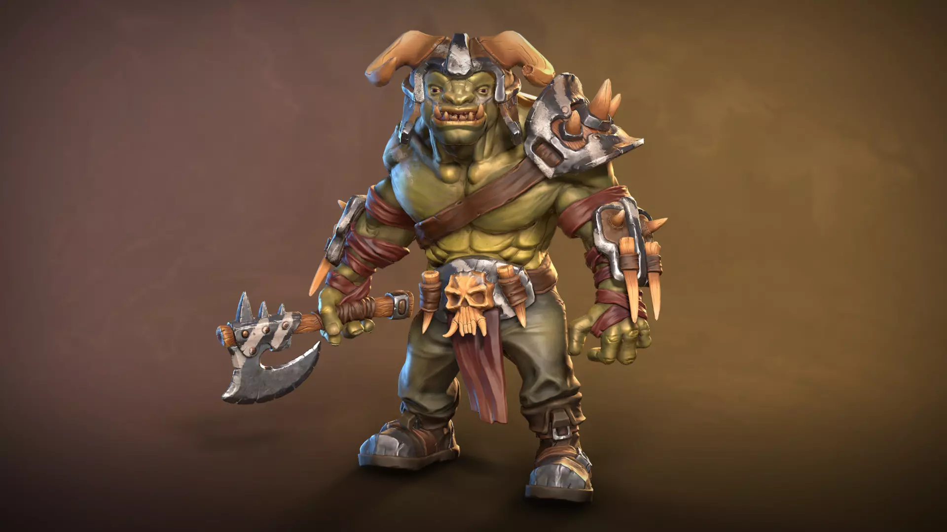 Orc Grunt stylized game ready Low-poly 3D model_0
