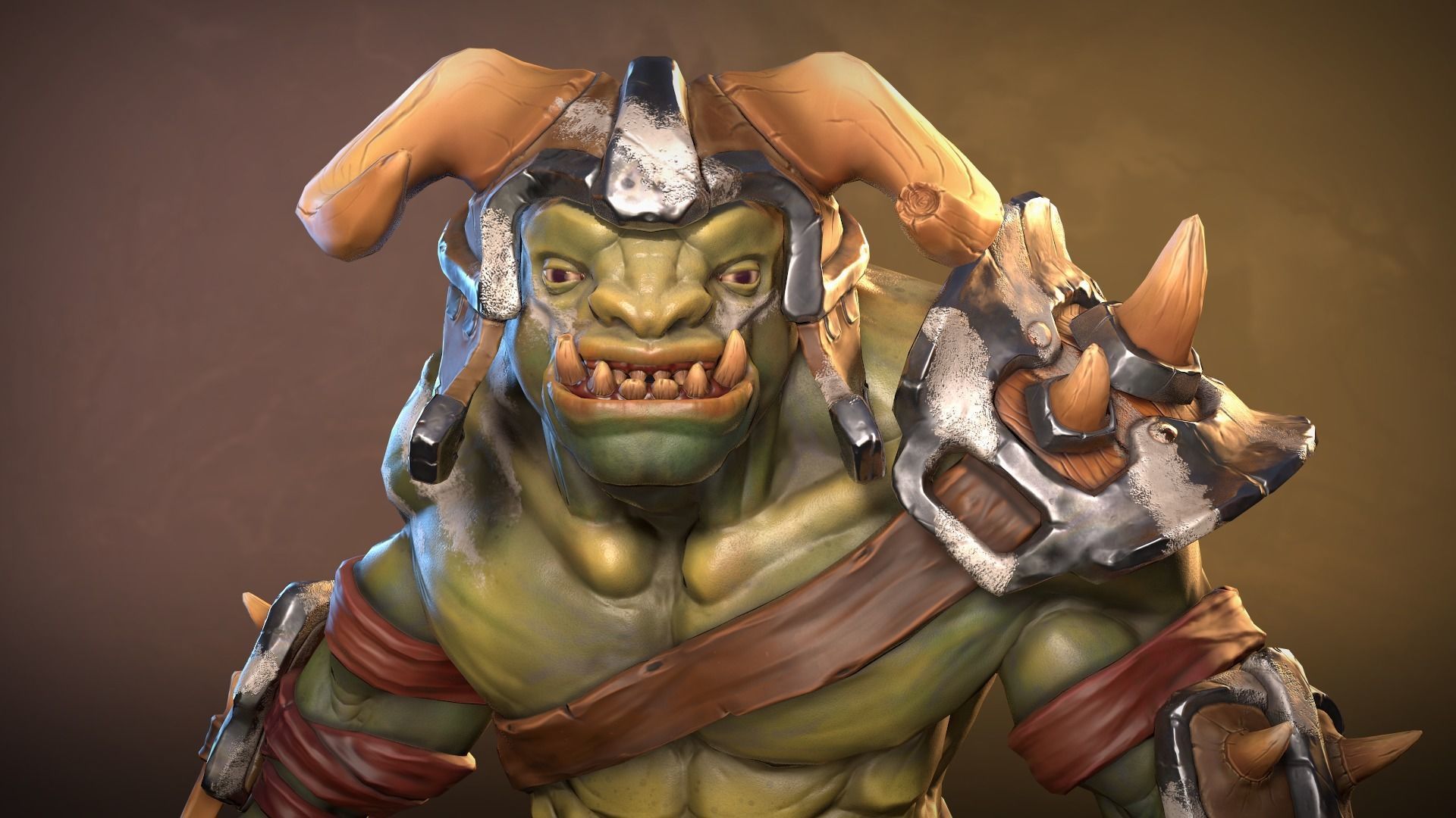 Orc Grunt stylized game ready Low-poly 3D model_7