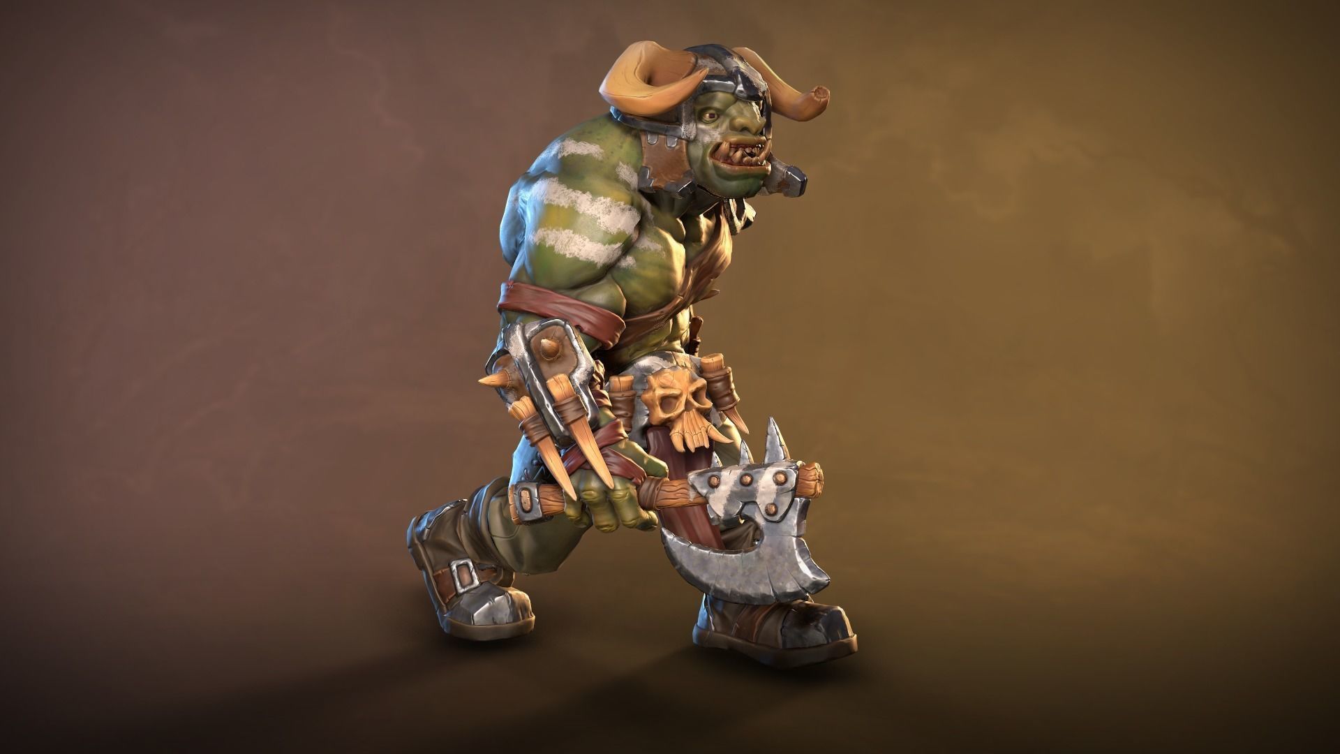 Orc Grunt stylized game ready Low-poly 3D model_5