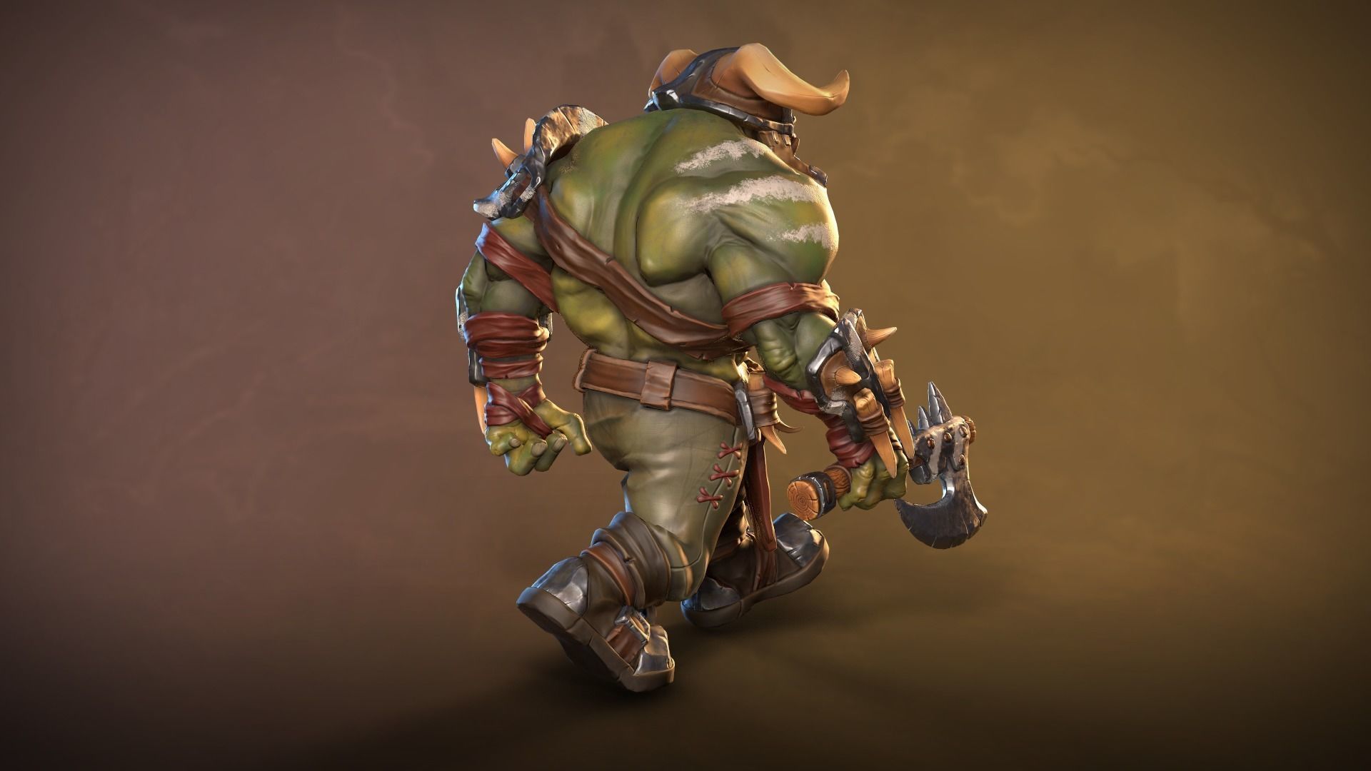 Orc Grunt stylized game ready Low-poly 3D model_6