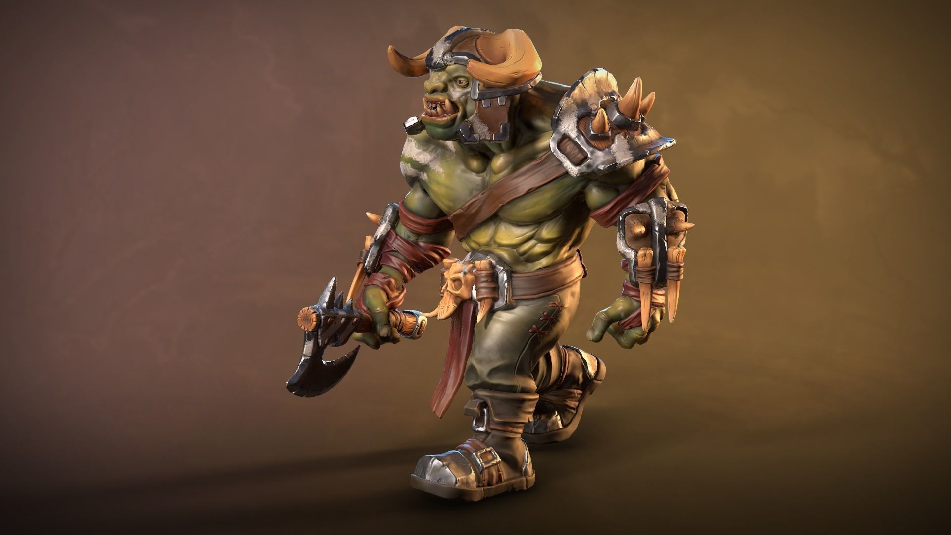 Orc Grunt stylized game ready Low-poly 3D model_4