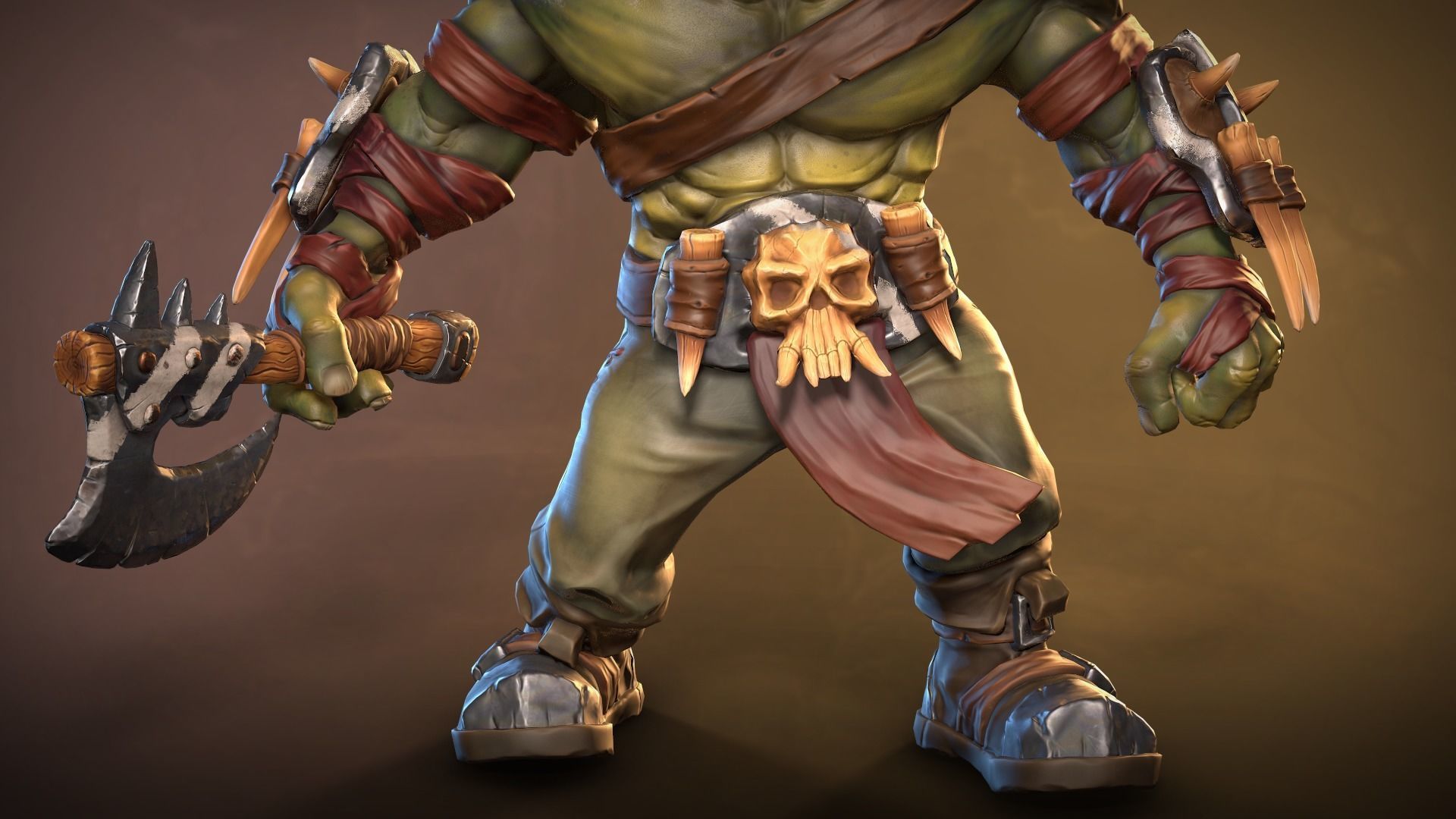 Orc Grunt stylized game ready Low-poly 3D model_10