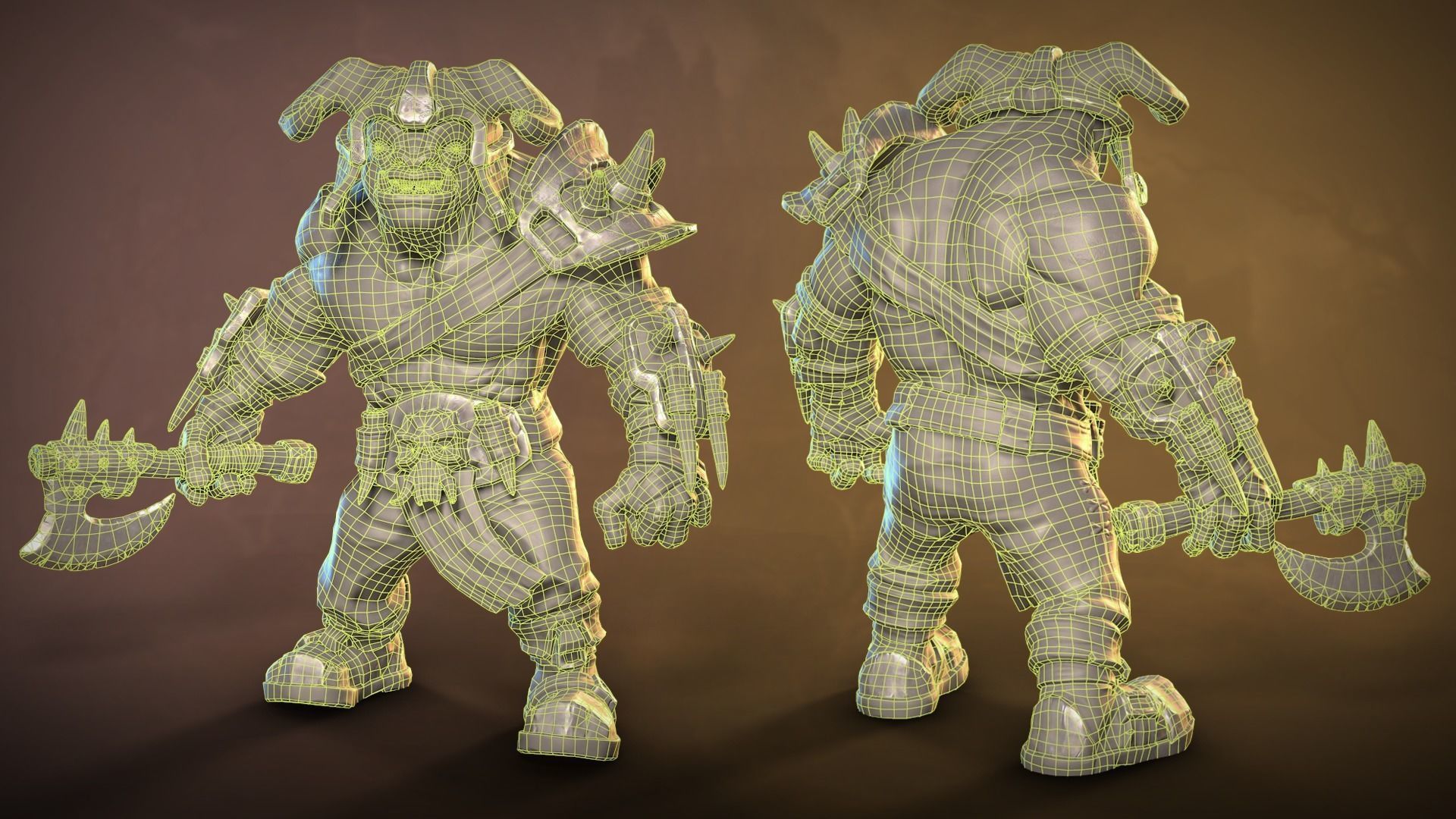 Orc Grunt stylized game ready Low-poly 3D model_13