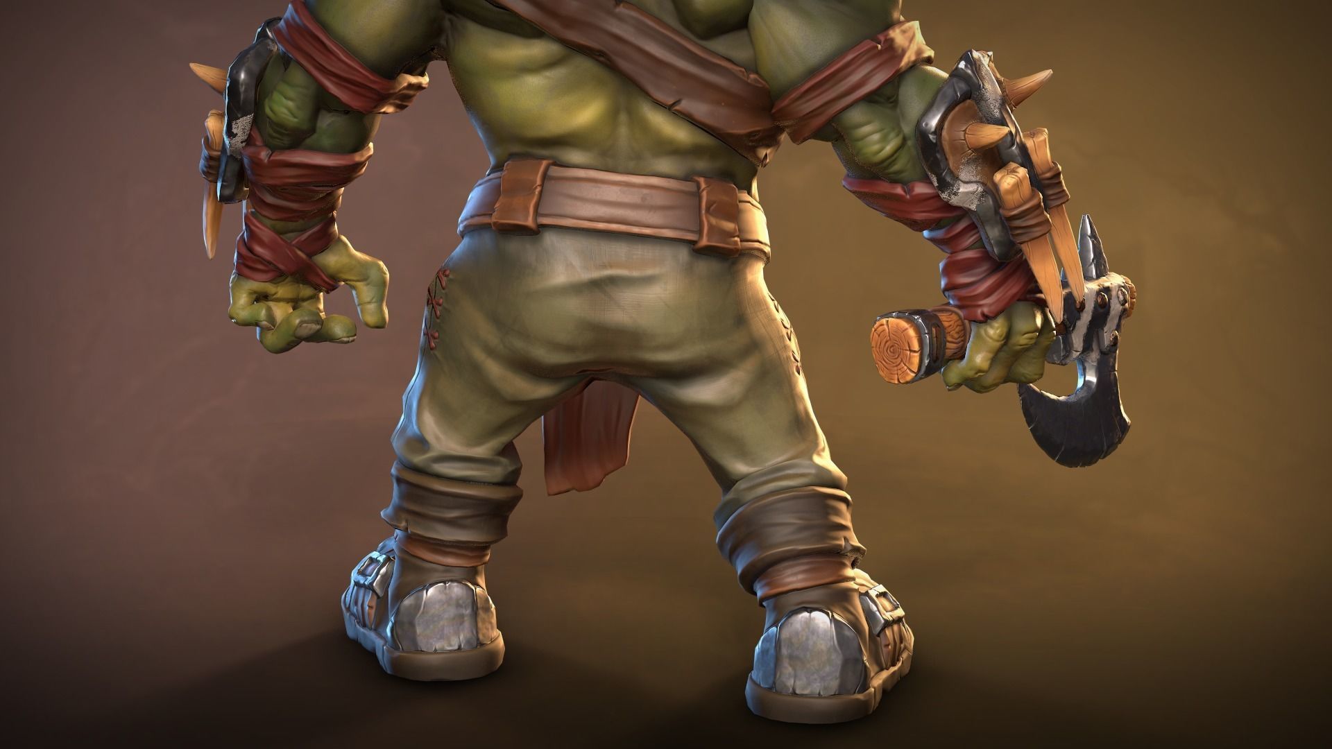 Orc Grunt stylized game ready Low-poly 3D model_11