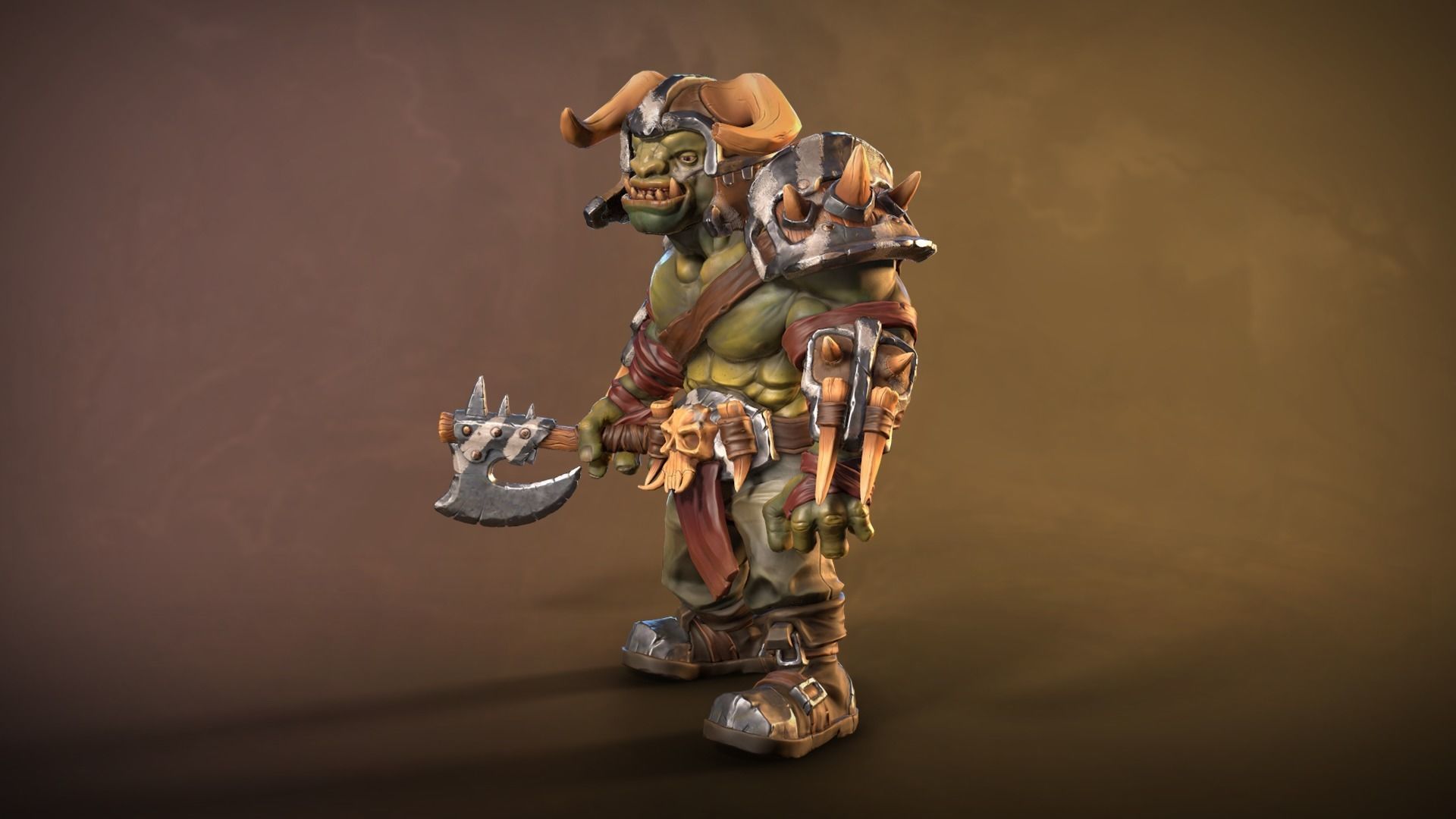 Orc Grunt stylized game ready Low-poly 3D model_3