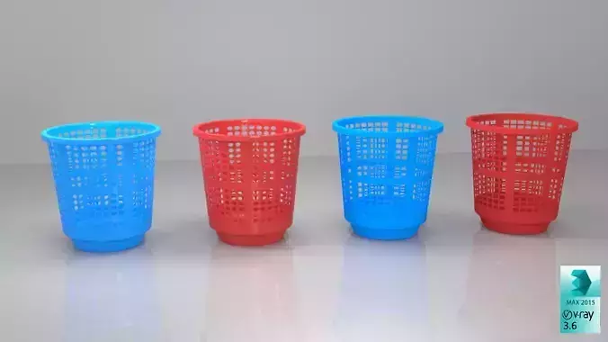 Plastic Dustbins Pack Matt and Shiny Red and Blue