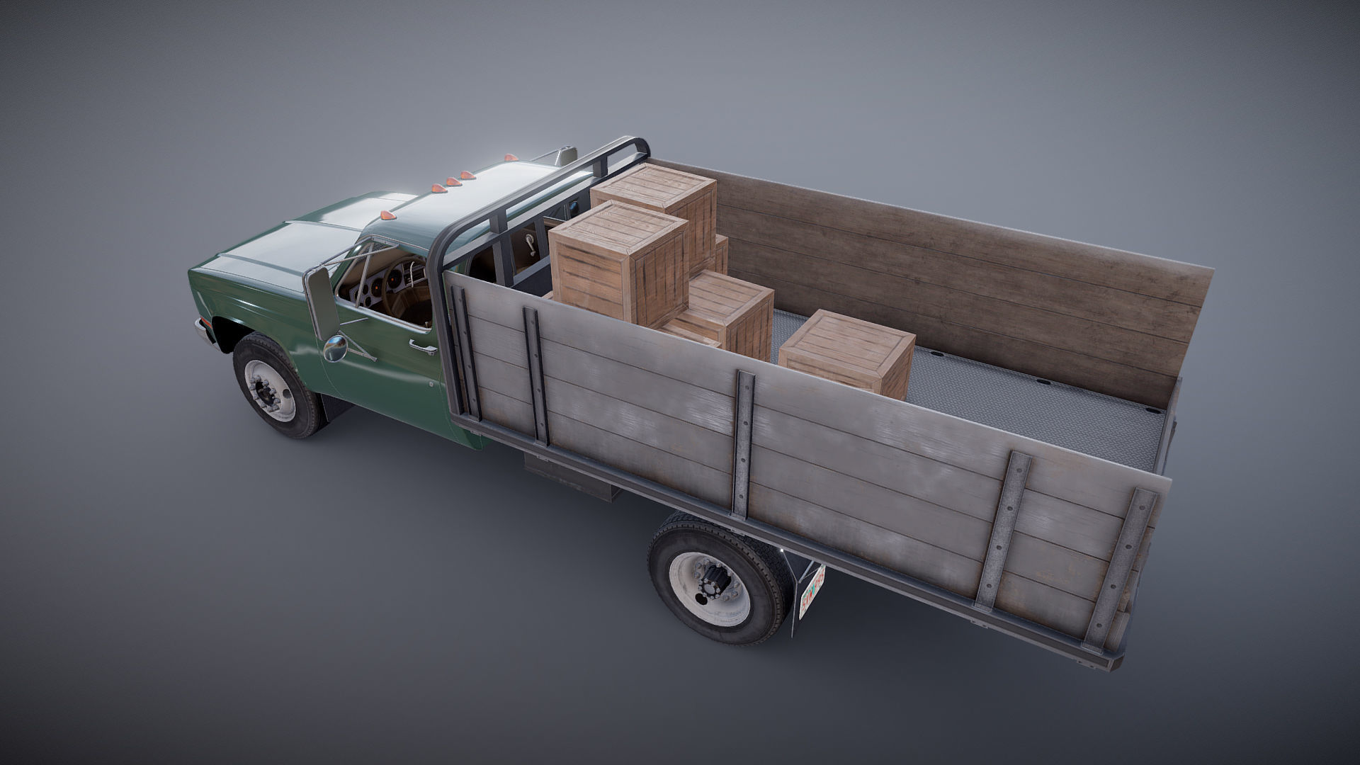 Farmer truck Low-poly 3D model_25