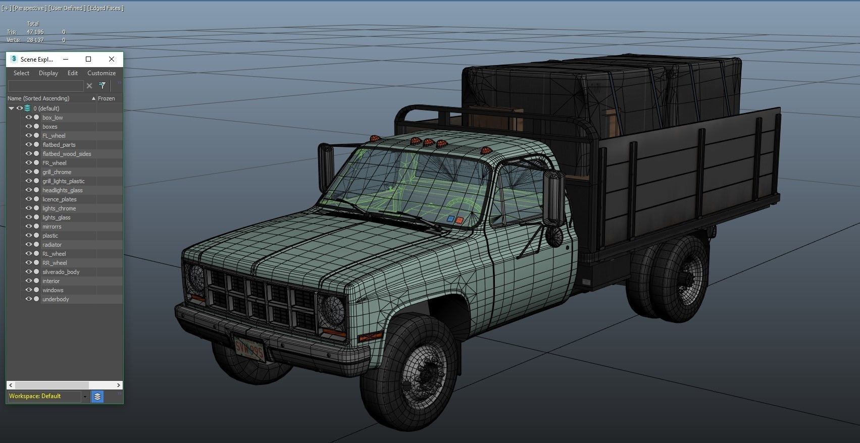 Farmer truck Low-poly 3D model_42