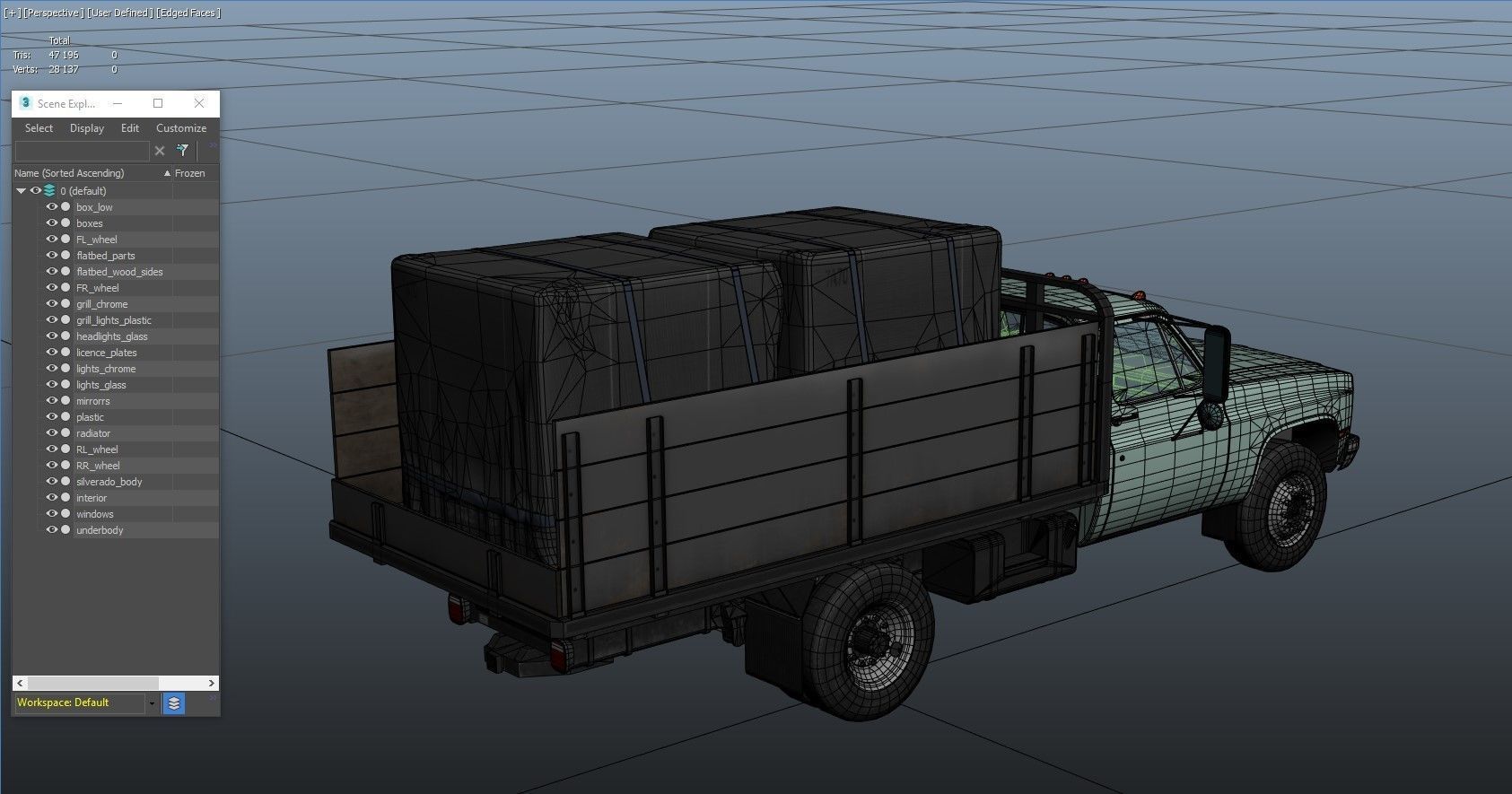 Farmer truck Low-poly 3D model_43