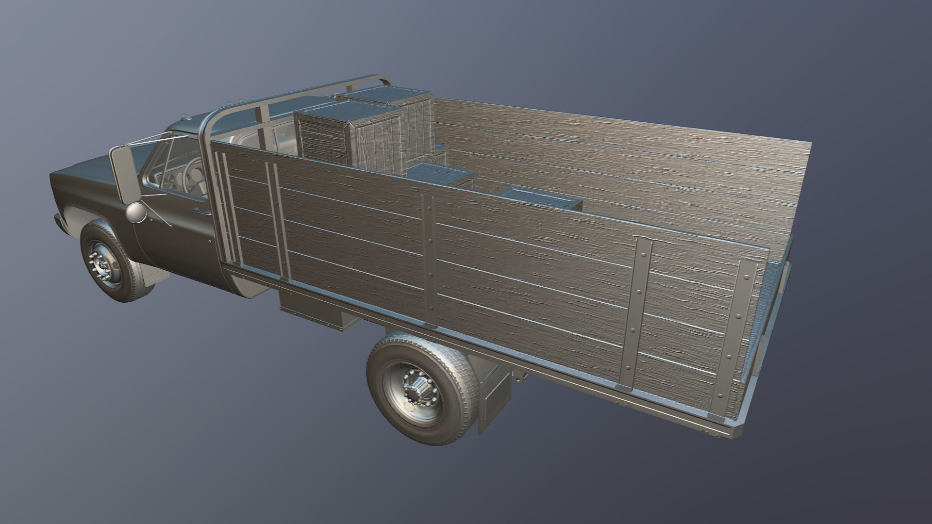 Farmer truck Low-poly 3D model_36