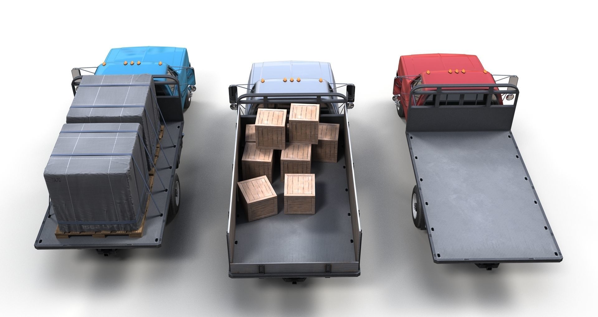 Farmer truck Low-poly 3D model_3