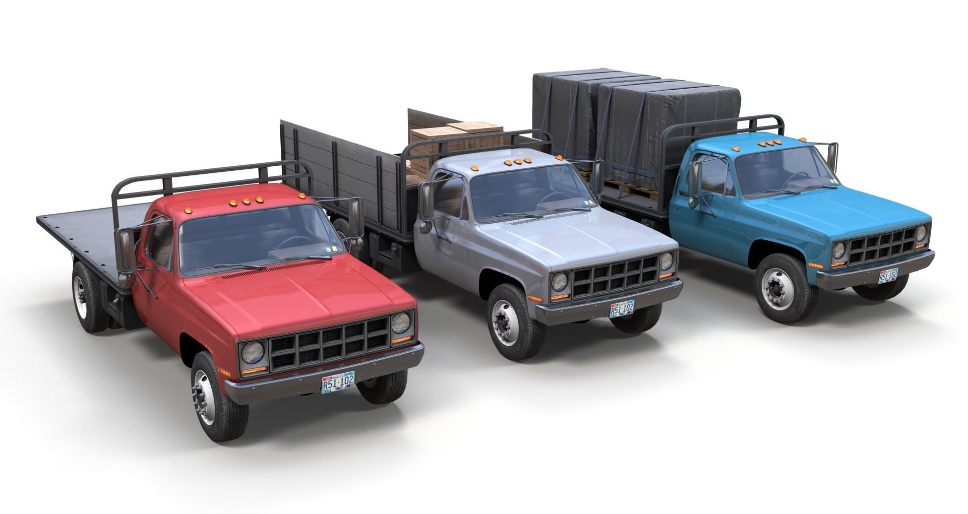 Farmer truck Low-poly 3D model_1