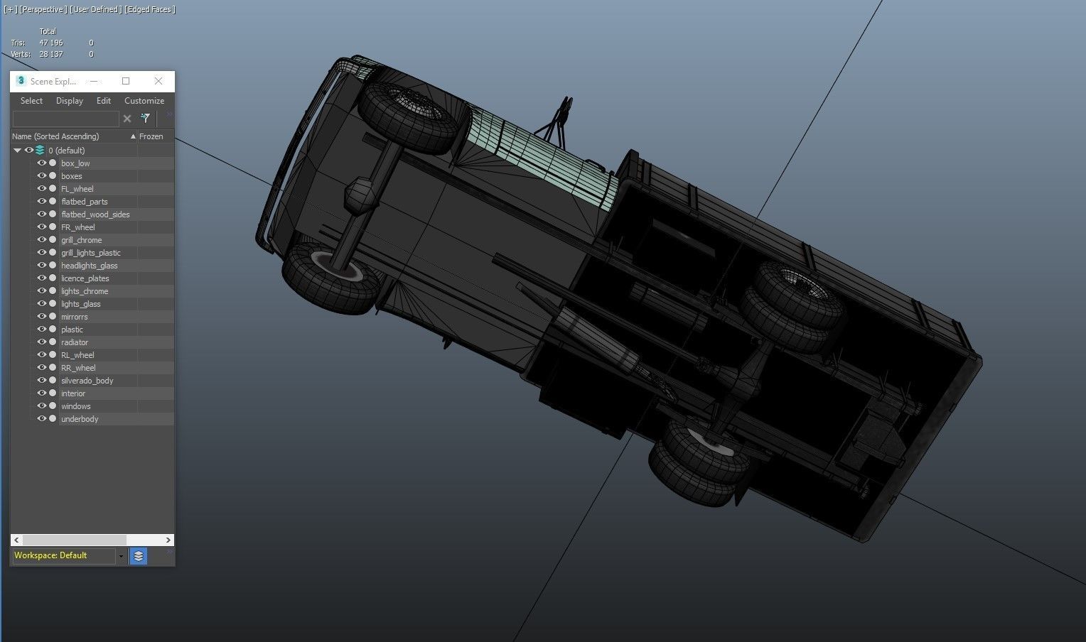 Farmer truck Low-poly 3D model_44