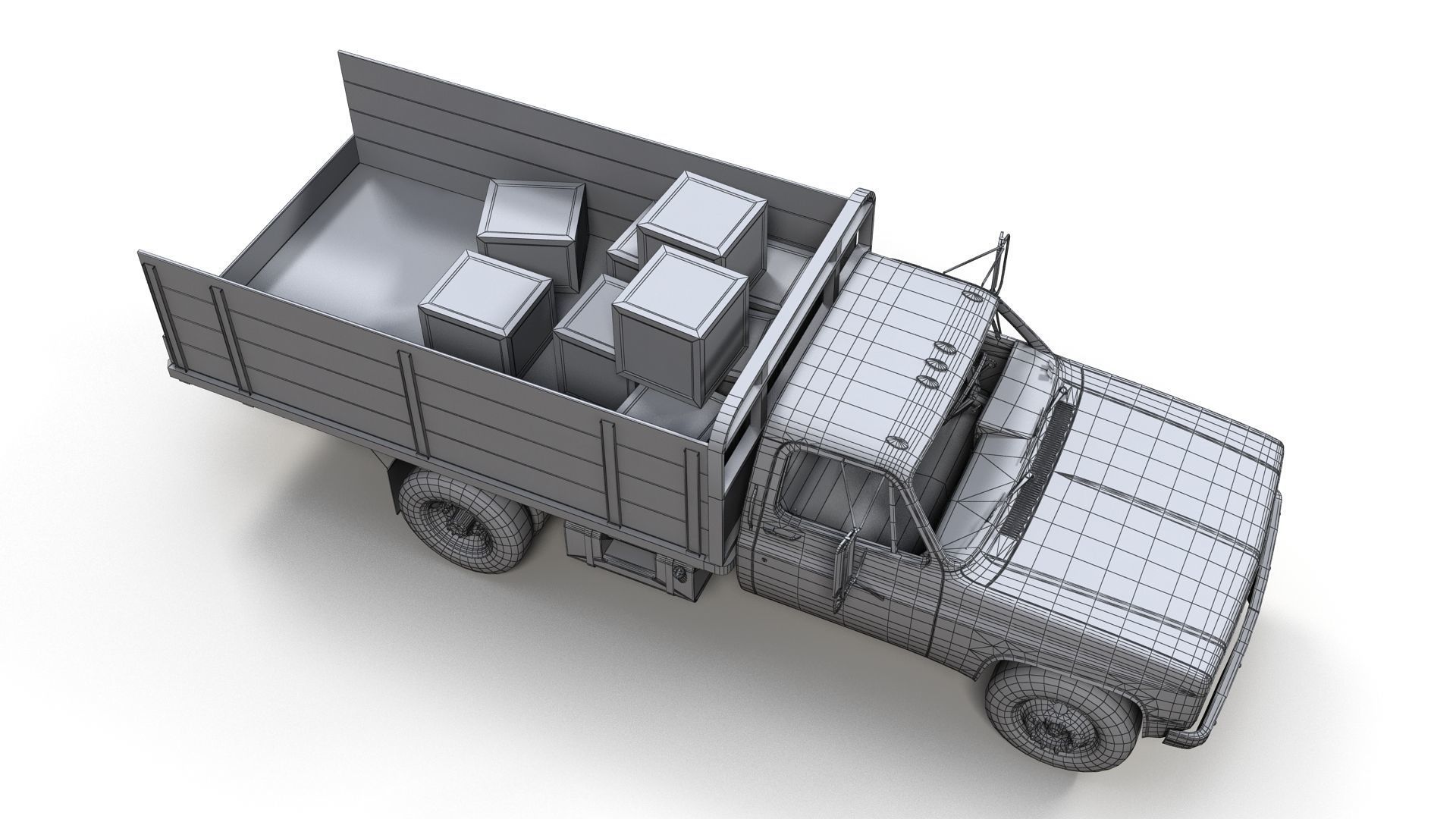 Farmer truck Low-poly 3D model_15
