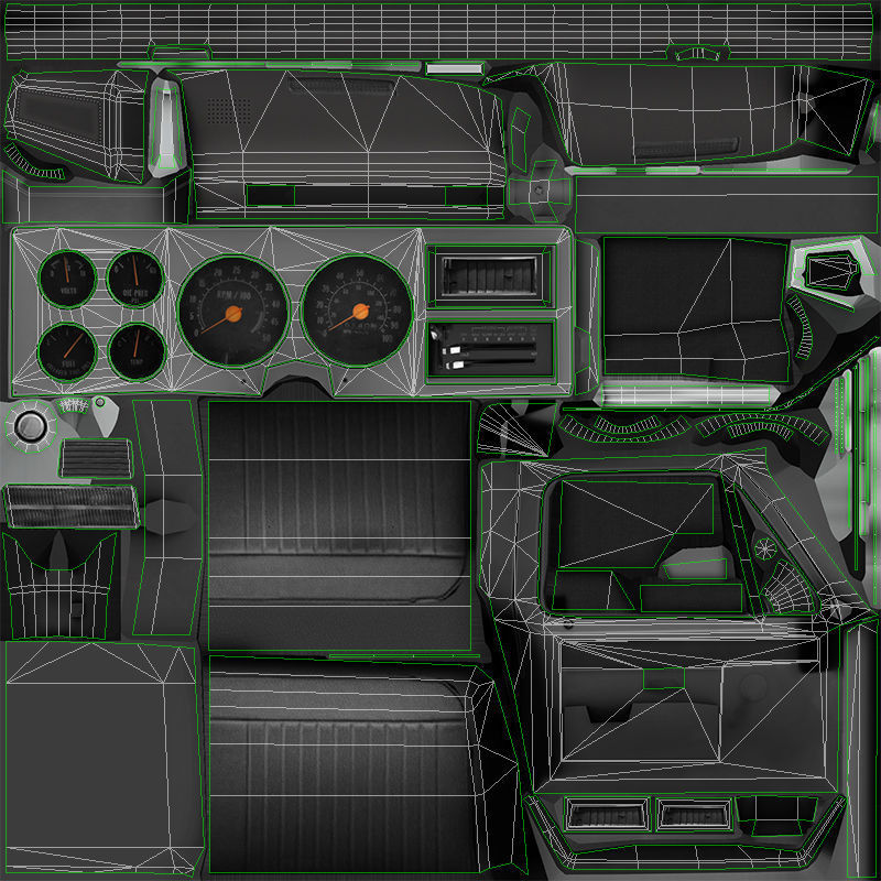 Farmer truck Low-poly 3D model_49