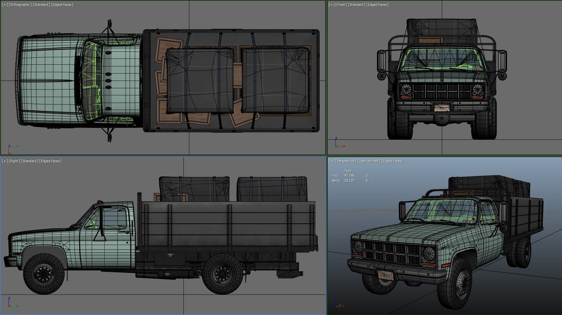 Farmer truck Low-poly 3D model_45