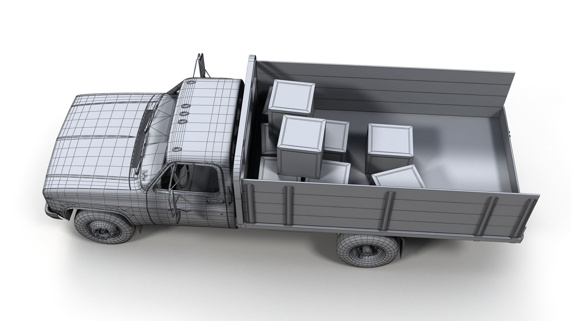 Farmer truck Low-poly 3D model_17