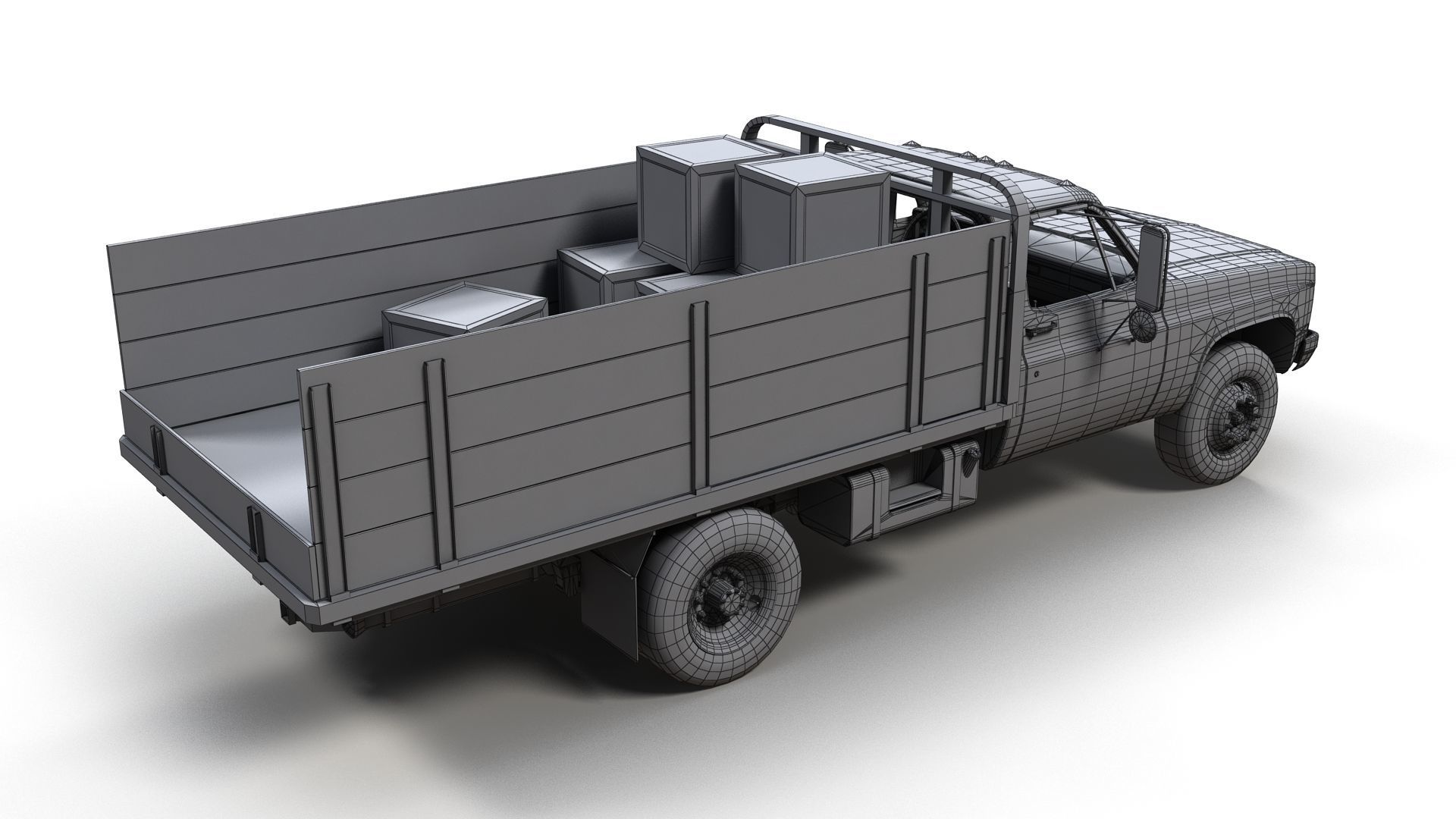 Farmer truck Low-poly 3D model_14