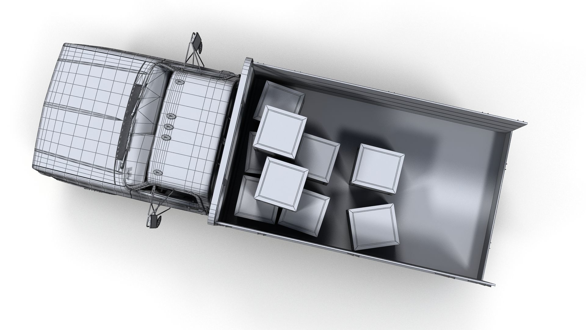 Farmer truck Low-poly 3D model_19