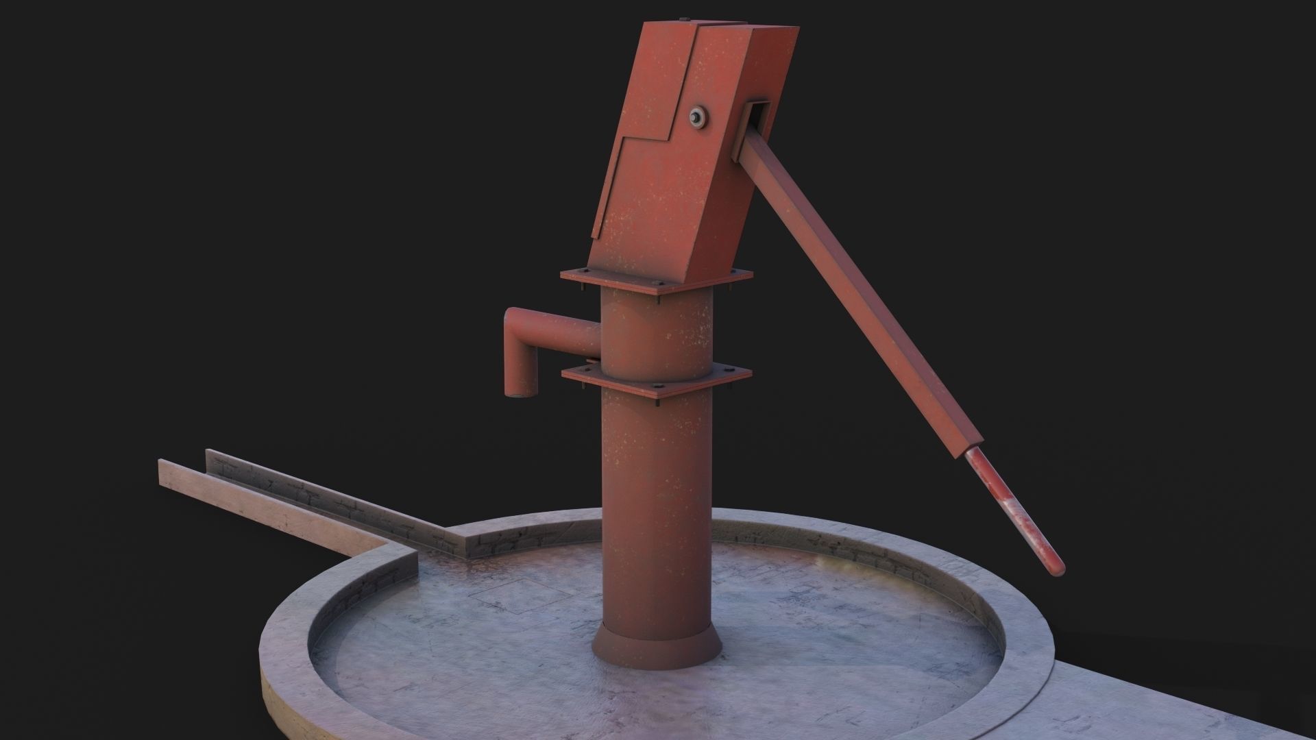 Hand Water Pump Low-poly 3D model - GameReady Low-poly 3D model_4