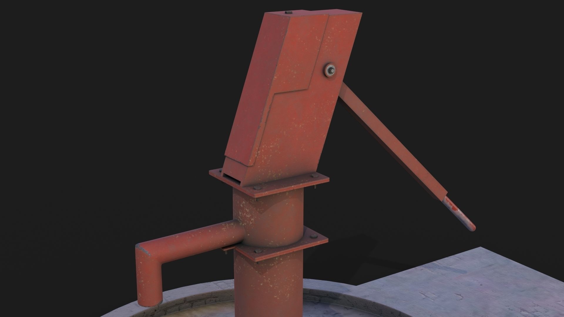 Hand Water Pump Low-poly 3D model - GameReady Low-poly 3D model_3