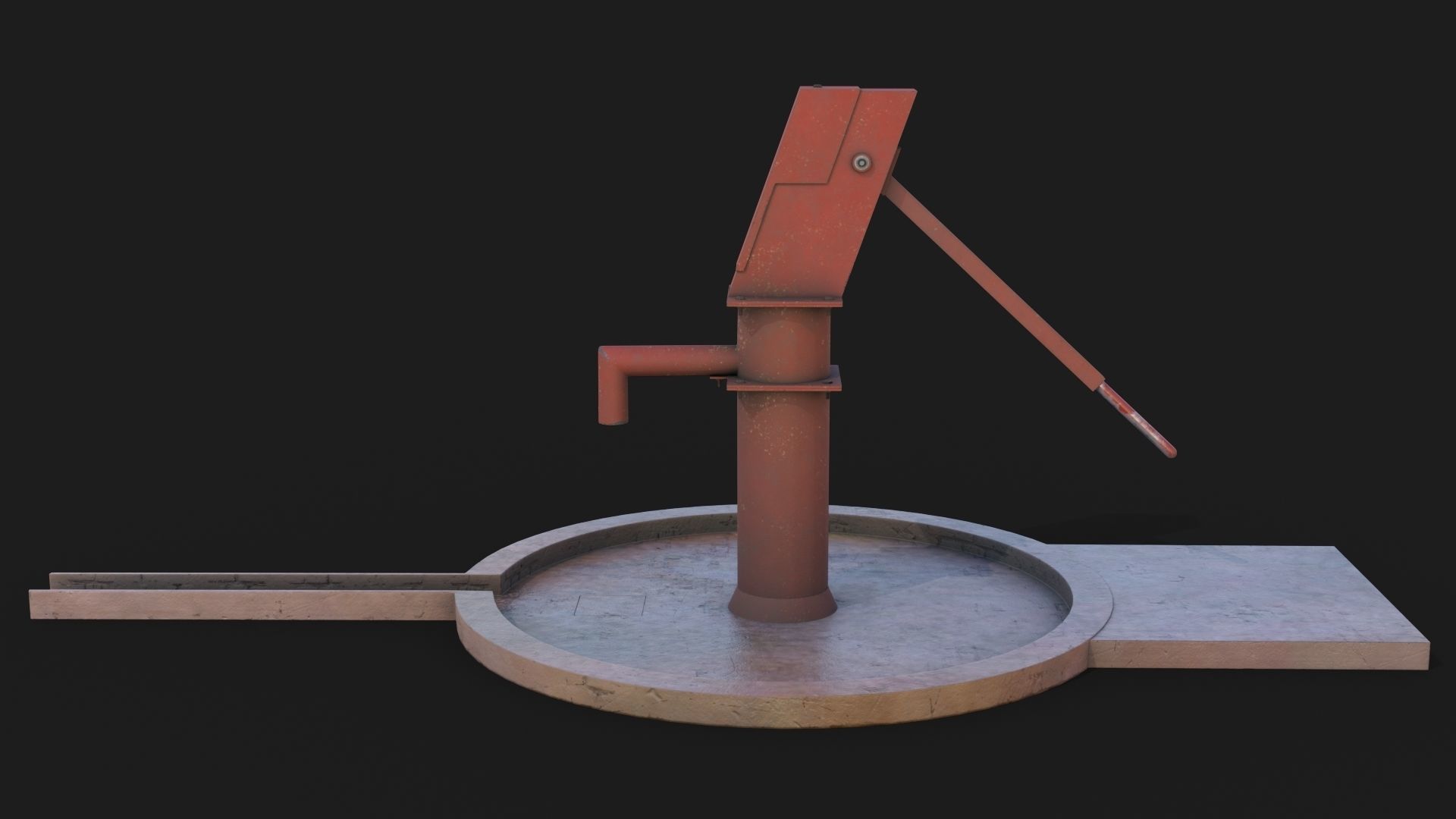 Hand Water Pump Low-poly 3D model - GameReady Low-poly 3D model_5