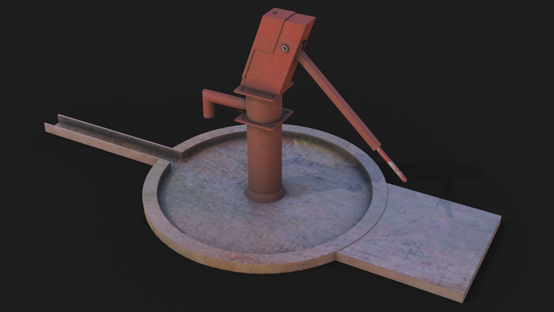Hand Water Pump Low-poly 3D model - GameReady Low-poly 3D model_2