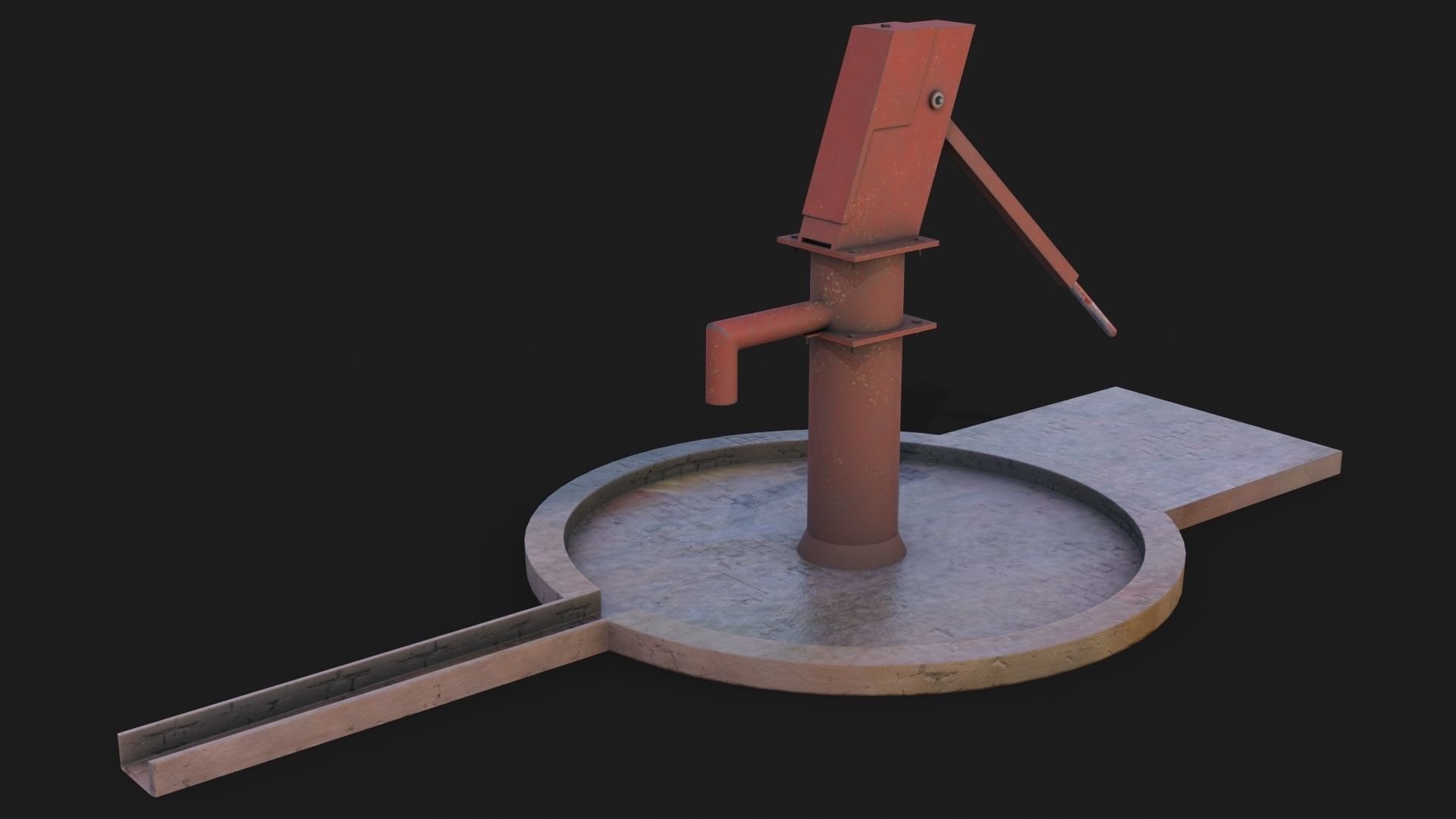 Hand Water Pump Low-poly 3D model - GameReady Low-poly 3D model_1