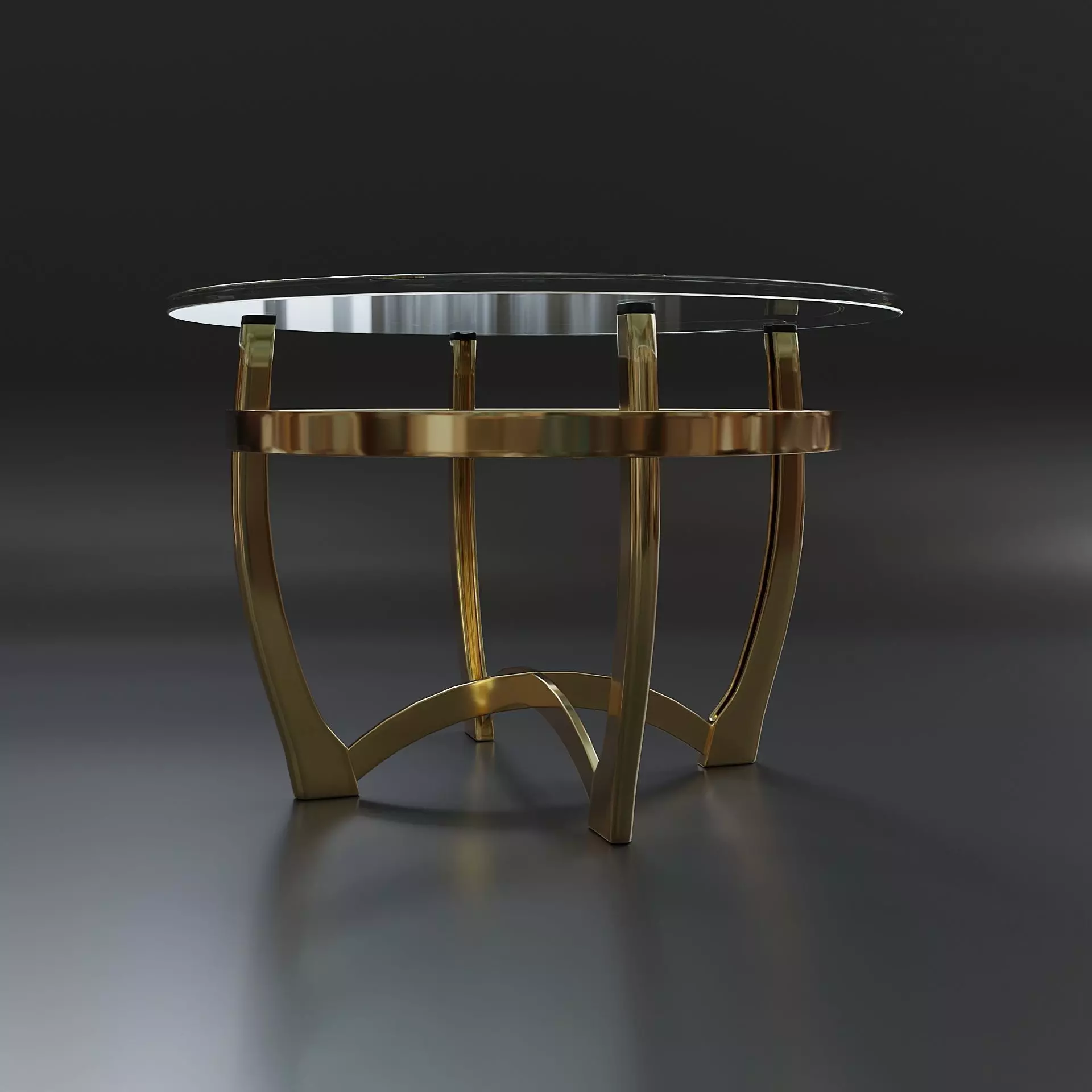 Coffee table with glass Low-poly 3D model_0