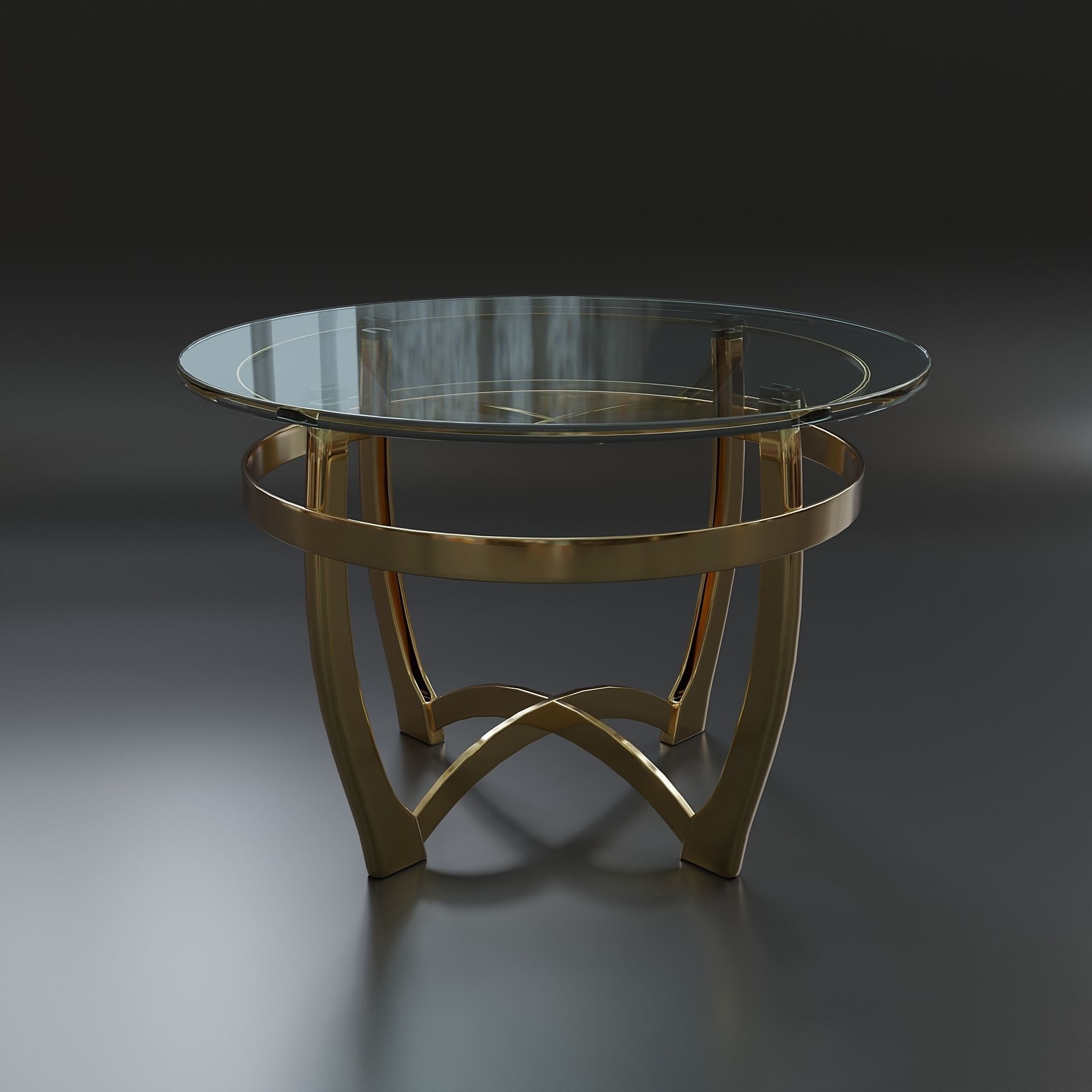 Coffee table with glass Low-poly 3D model_1