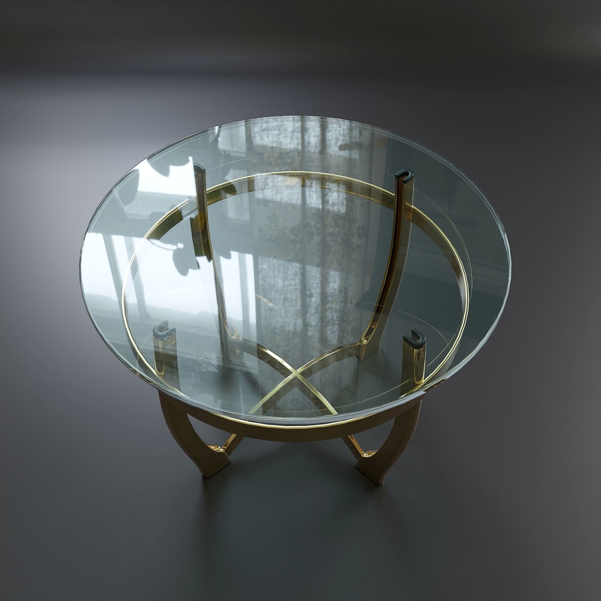 Coffee table with glass Low-poly 3D model_2