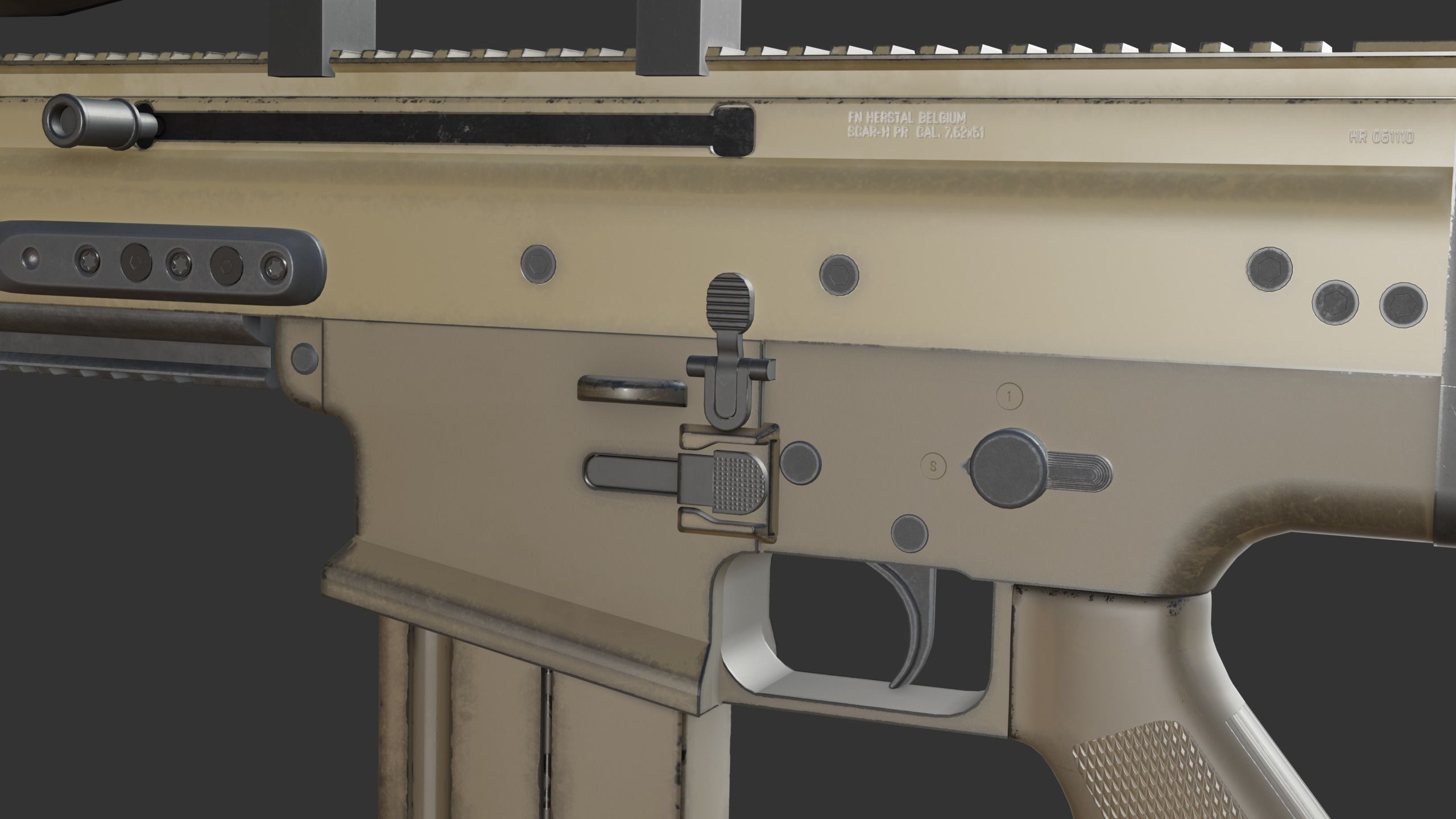 FN SCAR-H PR Low-poly 3D model_5