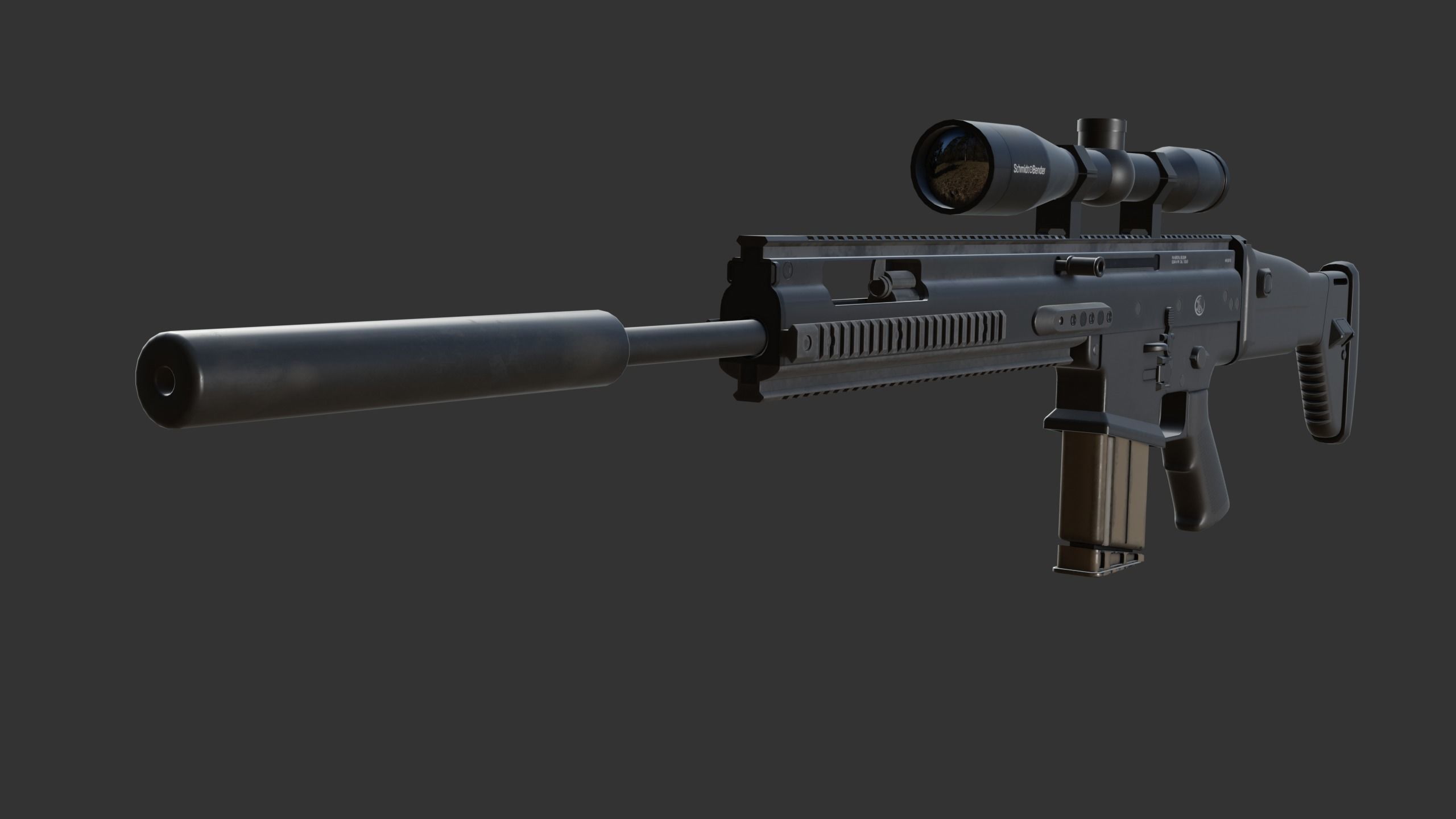 FN SCAR-H PR Low-poly 3D model_1