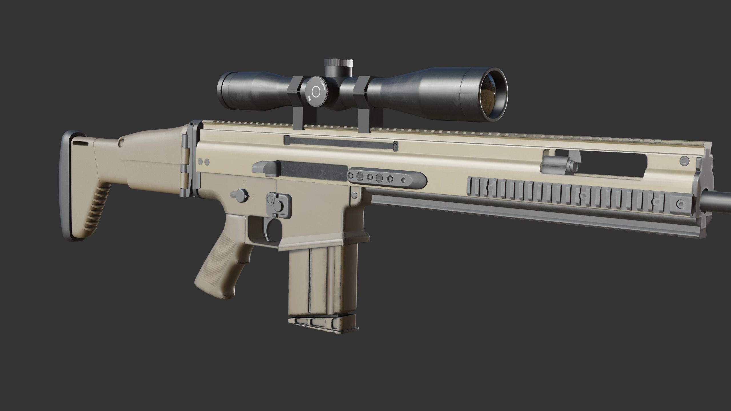 FN SCAR-H PR Low-poly 3D model_4