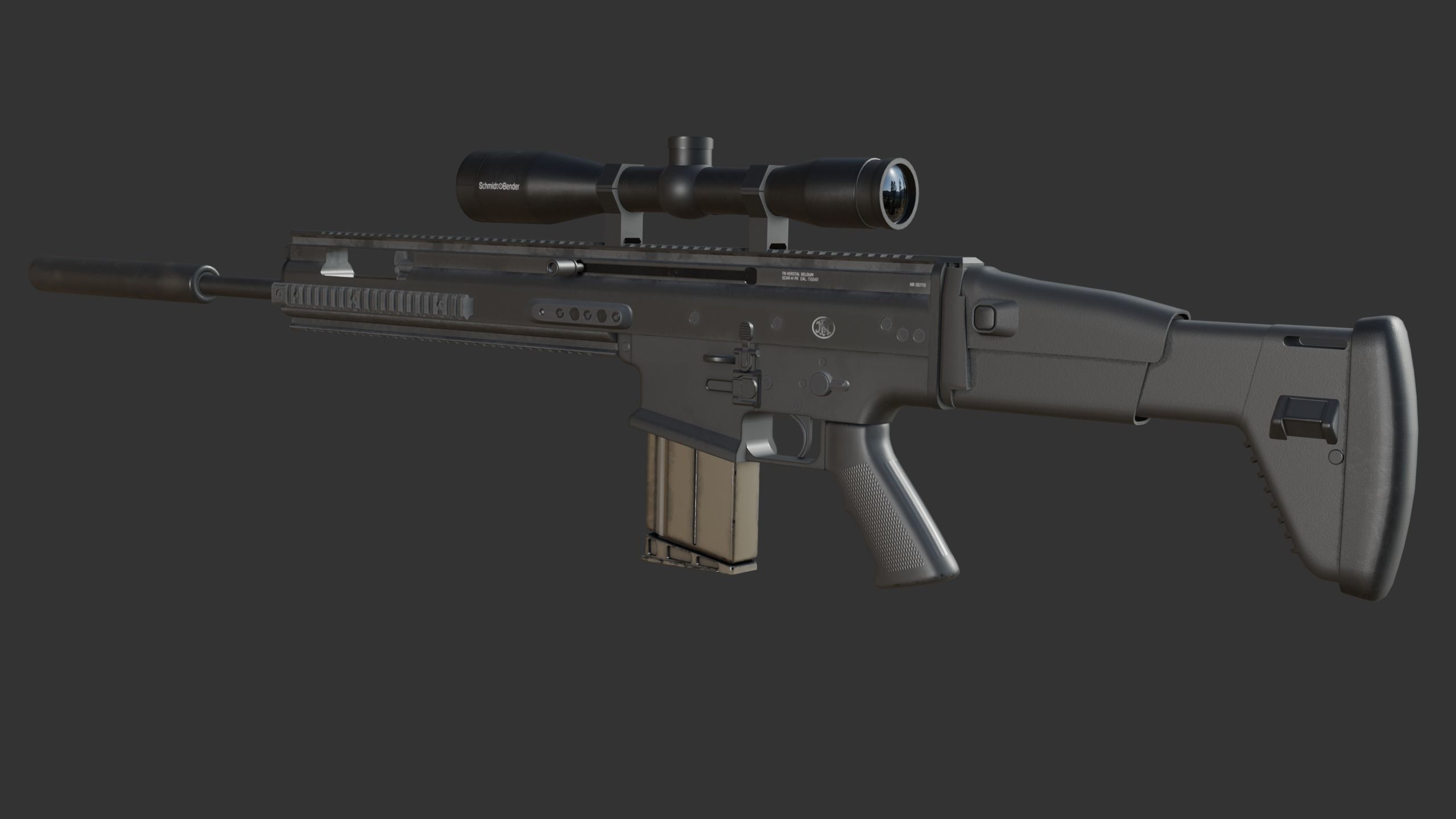 FN SCAR-H PR Low-poly 3D model_3