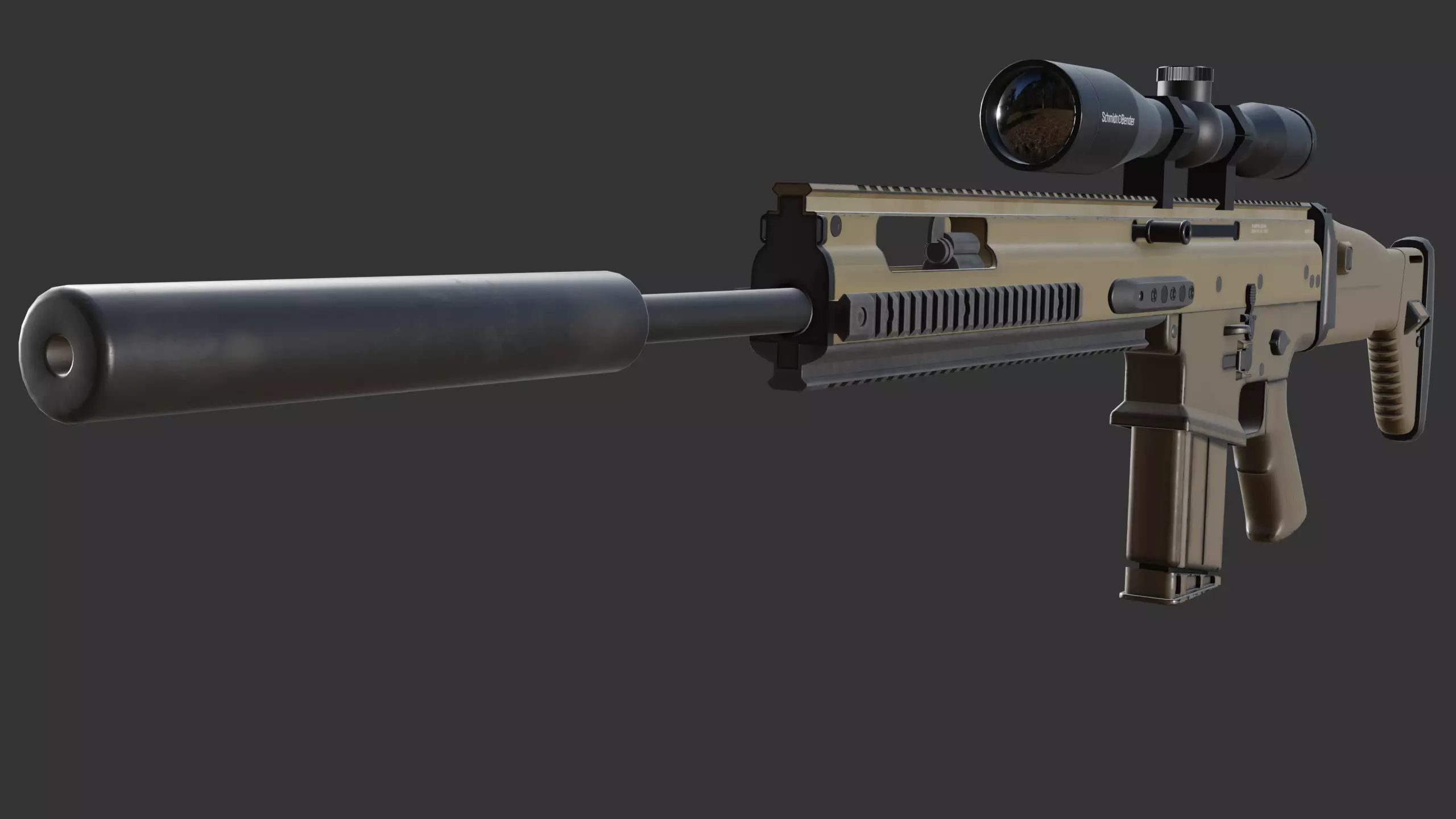 FN SCAR-H PR Low-poly 3D model_0