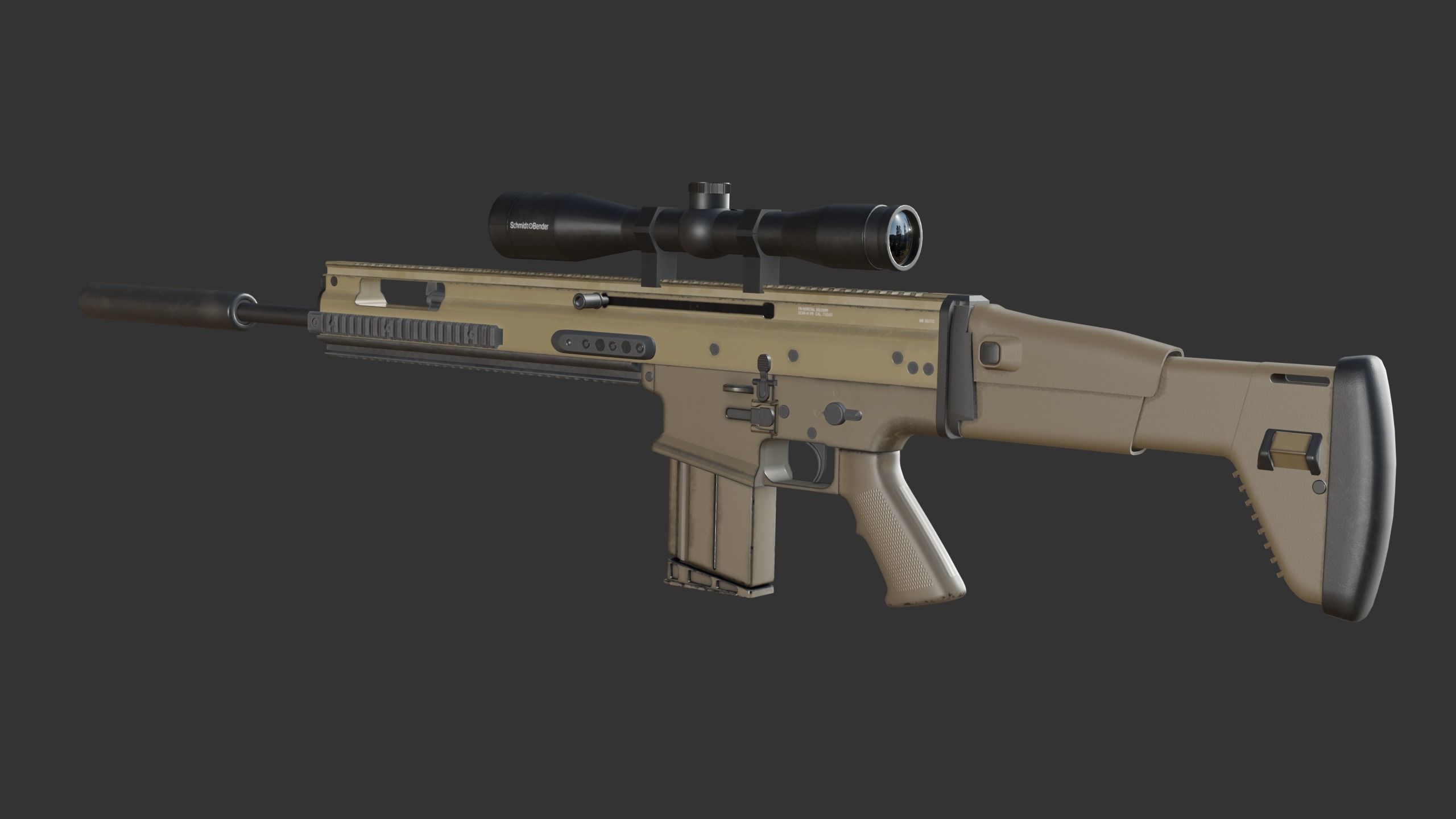 FN SCAR-H PR Low-poly 3D model_2