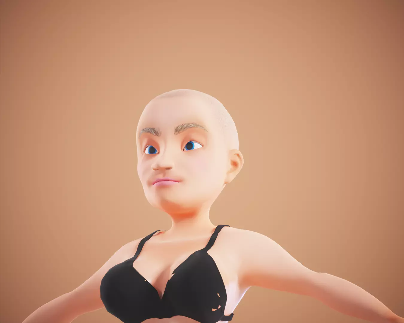 cartoon rigged woman Free low-poly 3D model