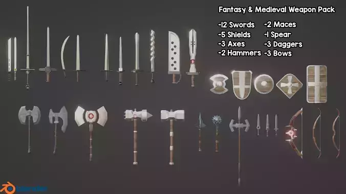 Medieval Weapon Pack Low-poly 3D model